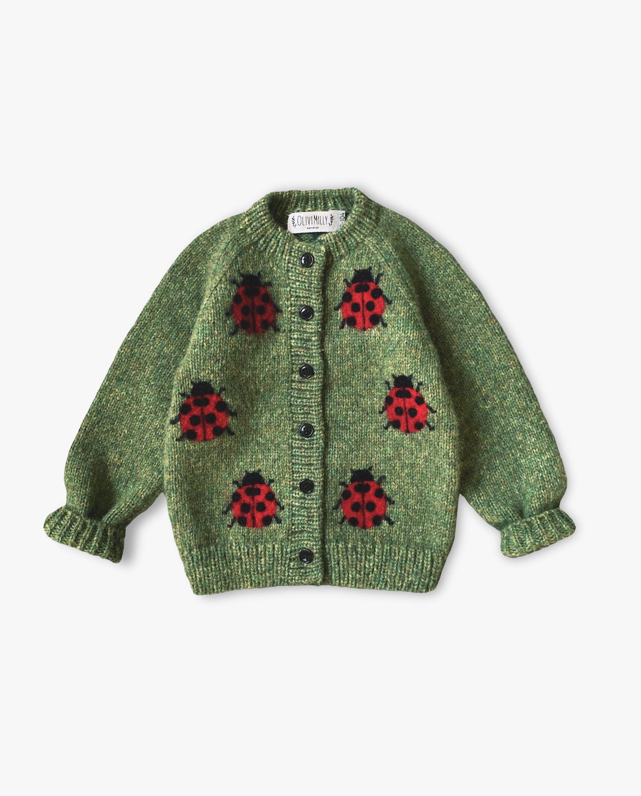 Ladybug cardigan | Moss Green