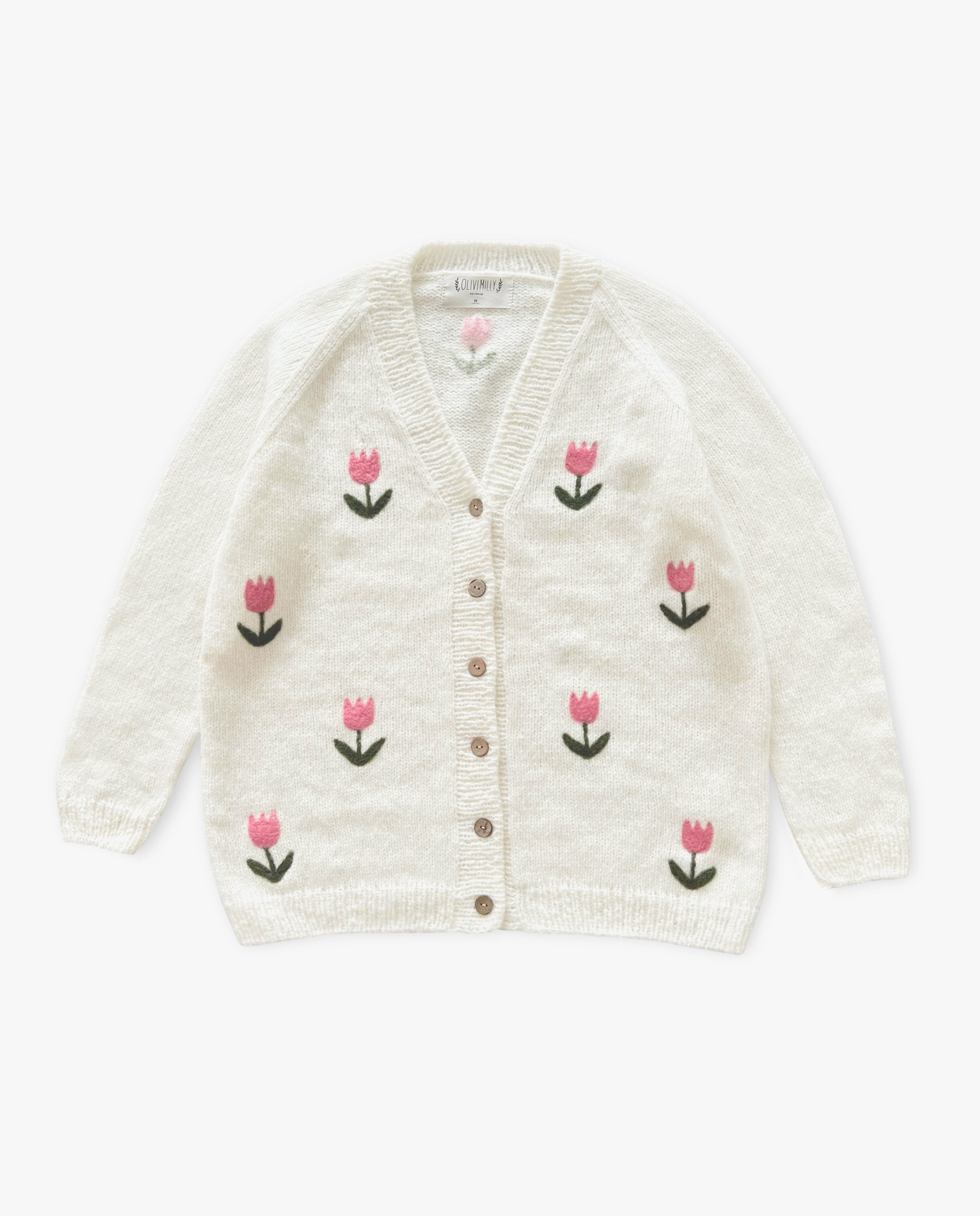 Adult Tulips cardigan | Off white