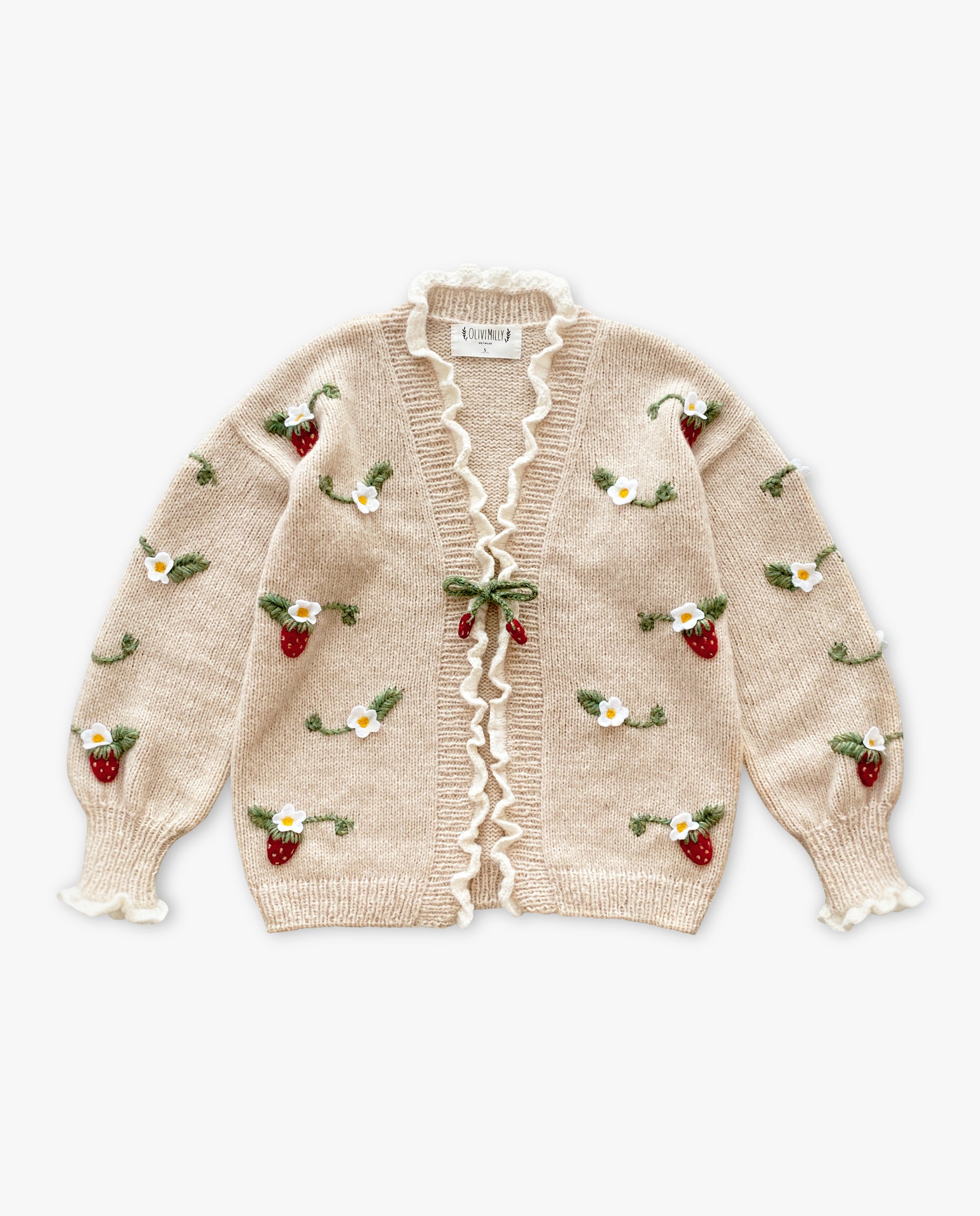 Adult Strawberries cardigan | Wheat
