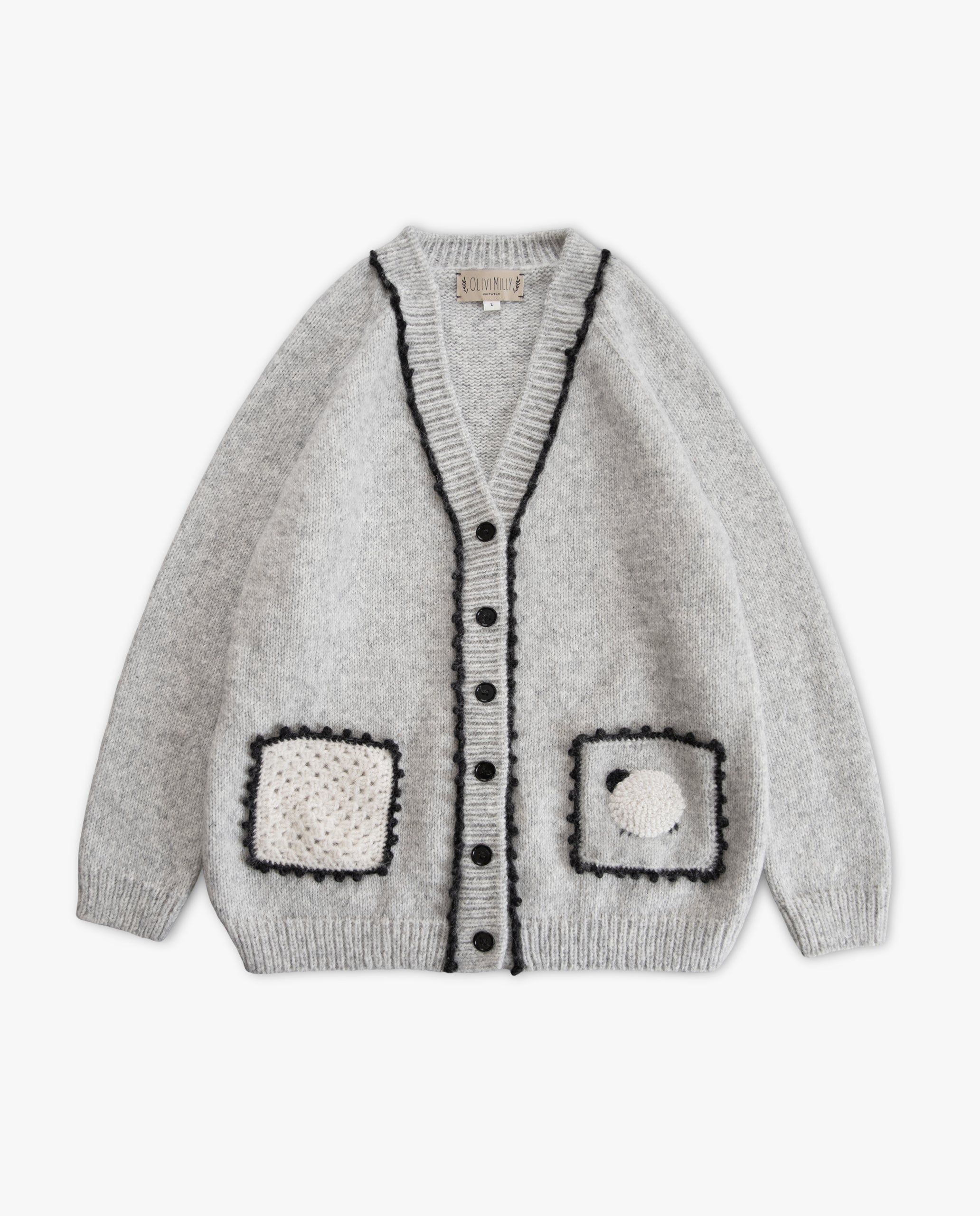 Adult Sheep cardigan with poсkets | Light Grey