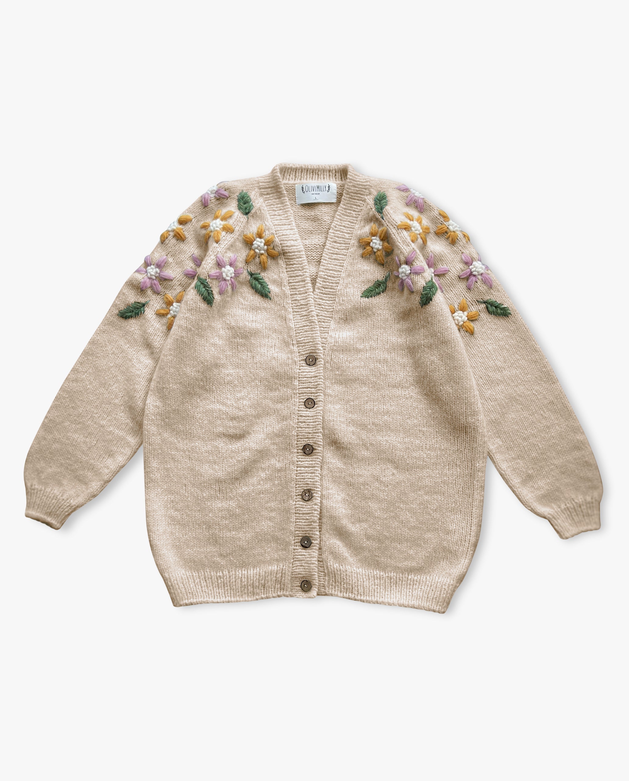 Adult Flower Rain cardigan | Wheat