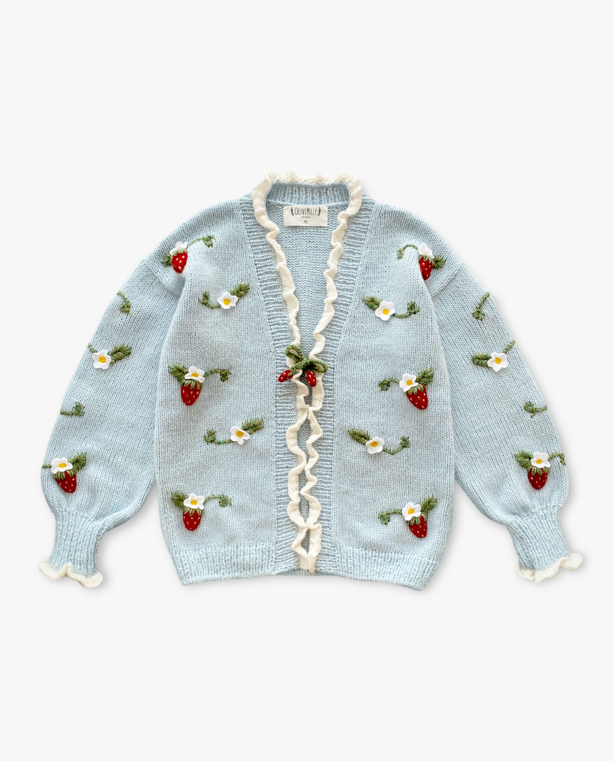 Adult Strawberries cardigan | Blue