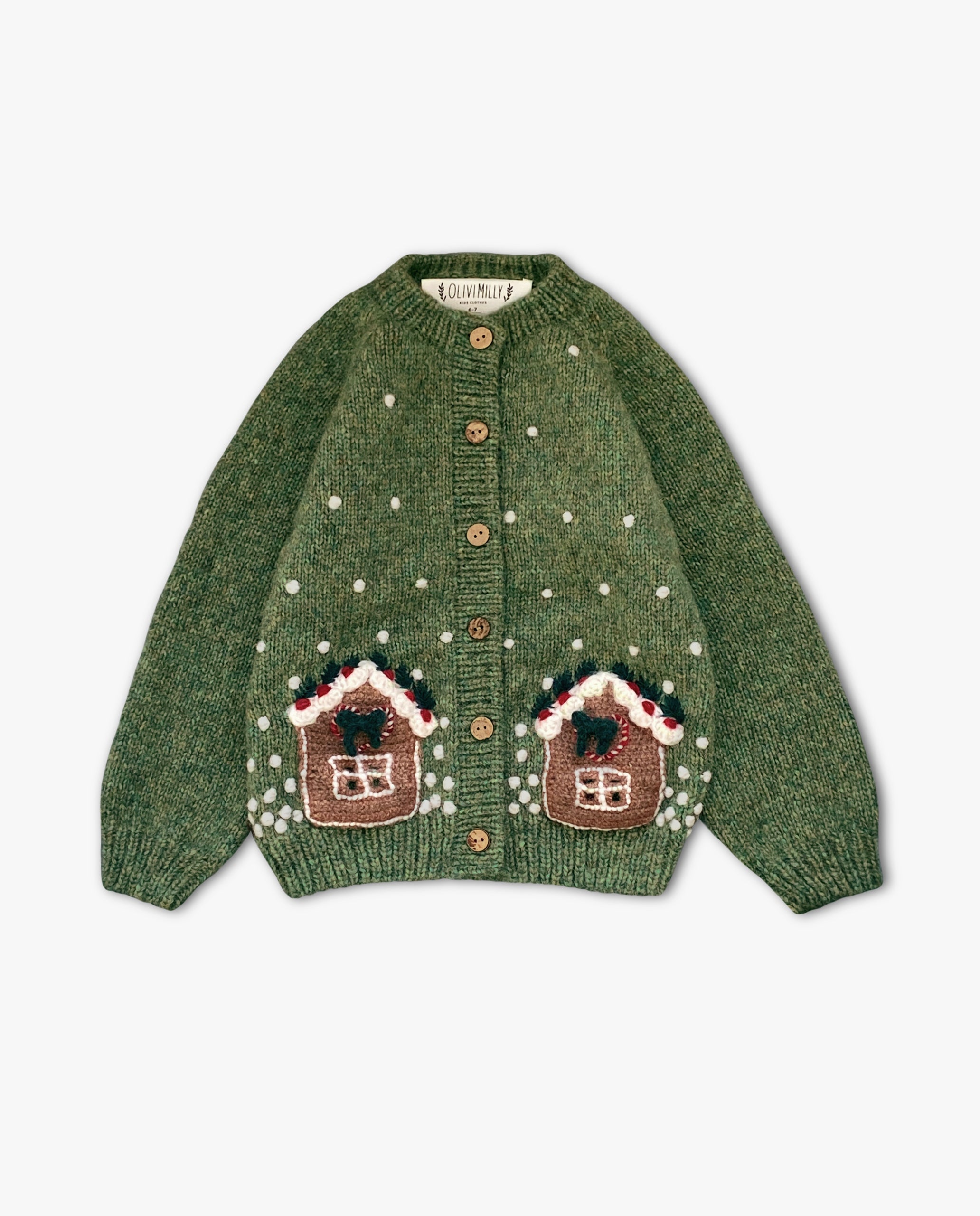 Winter Fairy Tale cardigan | Moss Green