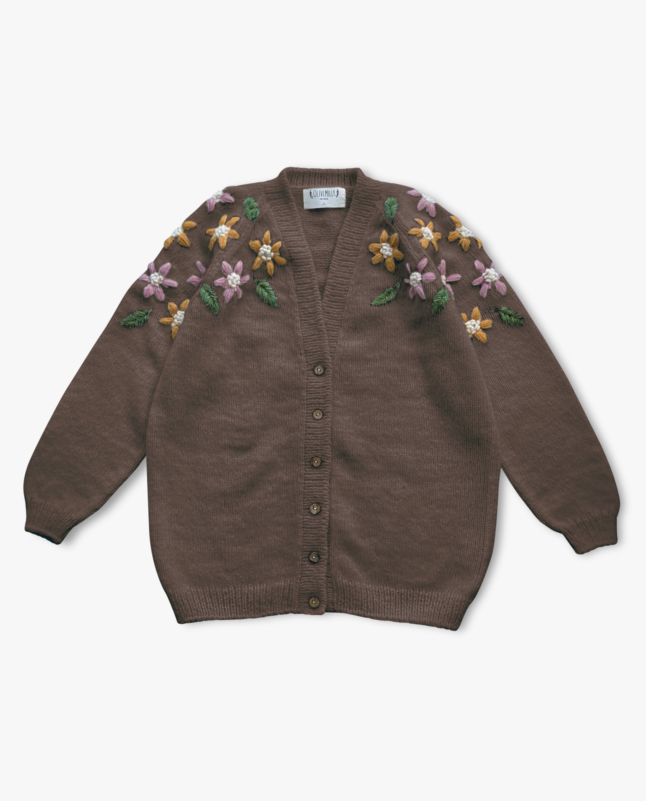 Adult Flower Rain cardigan | Brown