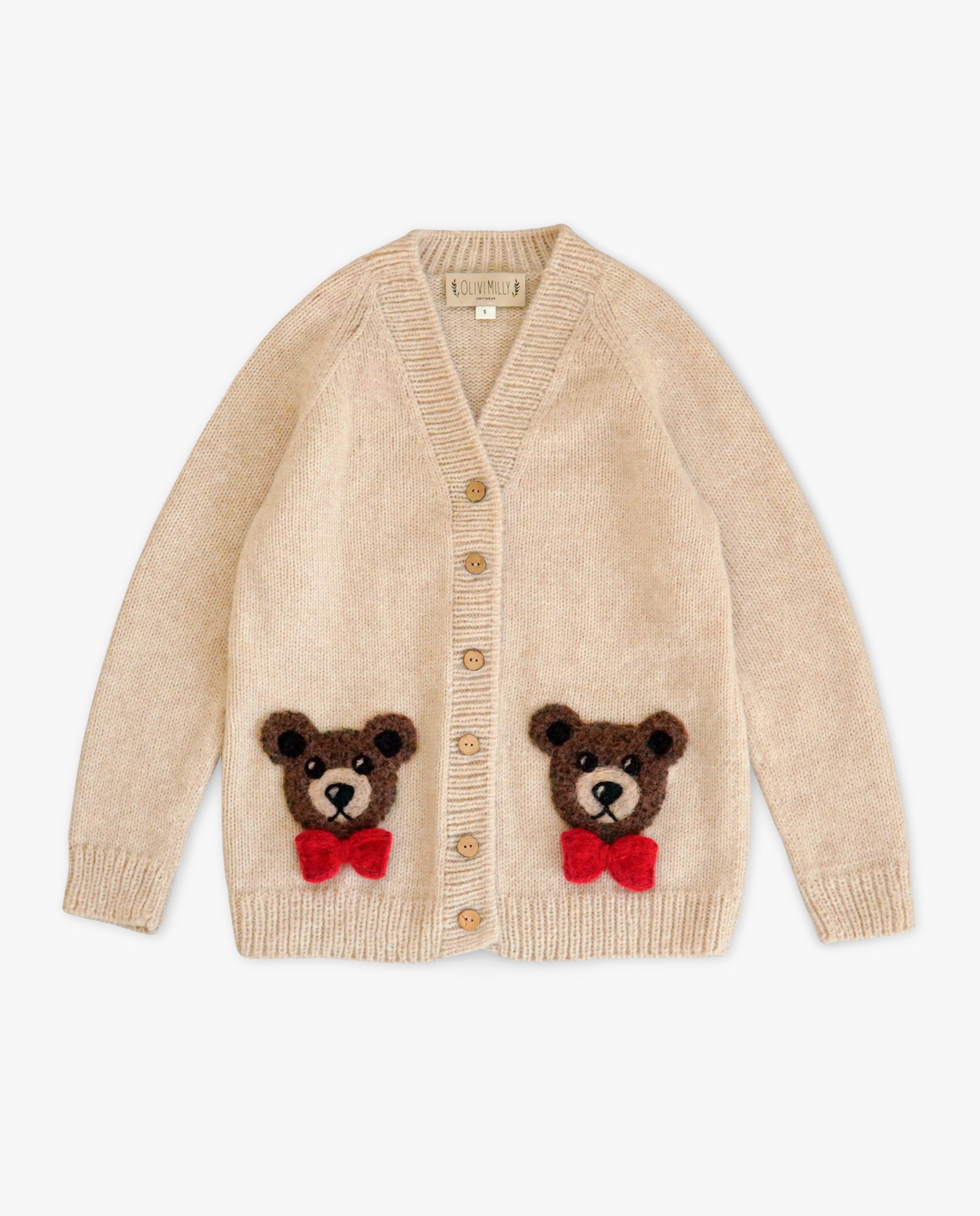 Adult Bear cardigan | Wheat | In Stock (XS)