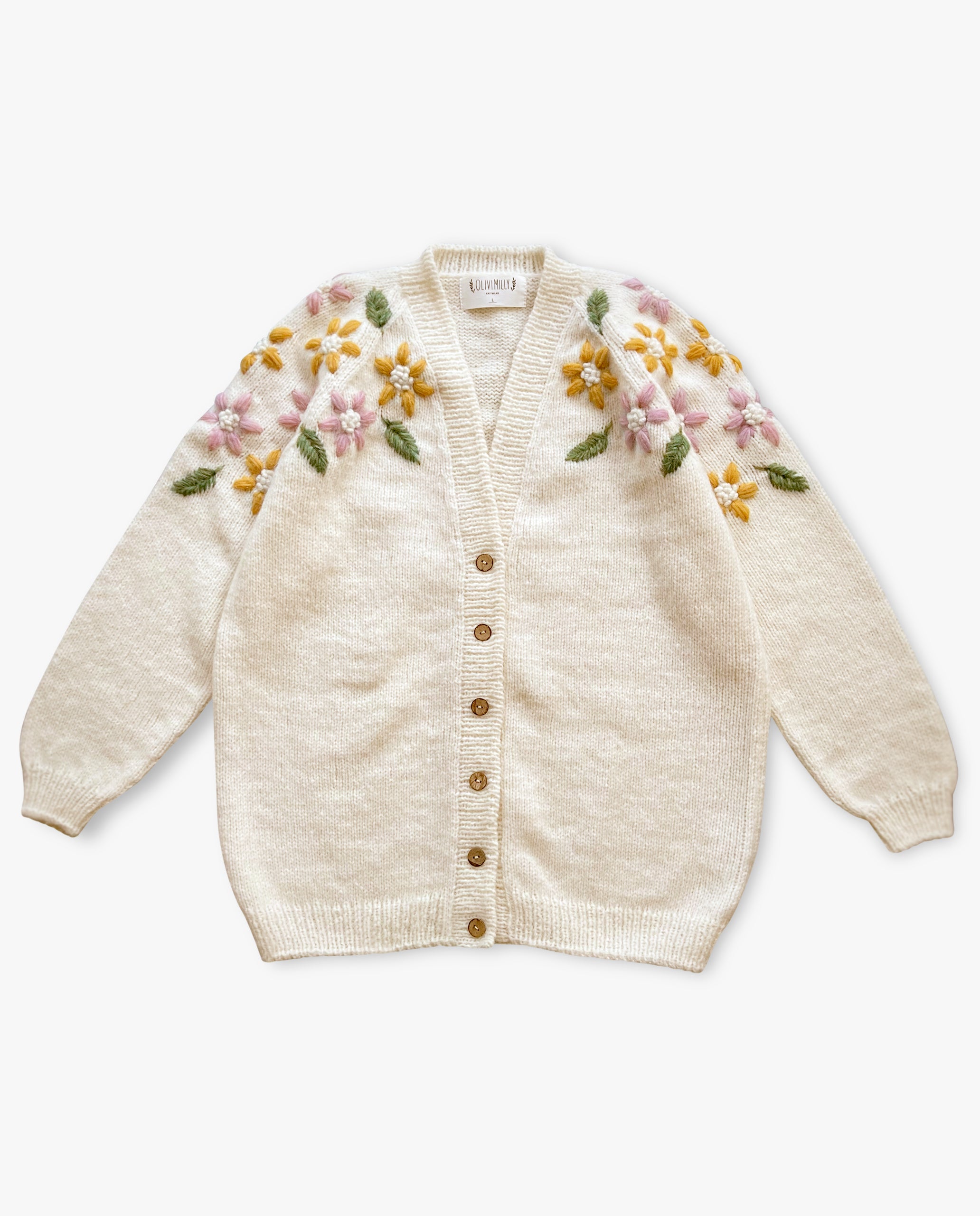 Adult Flower Rain cardigan | off white