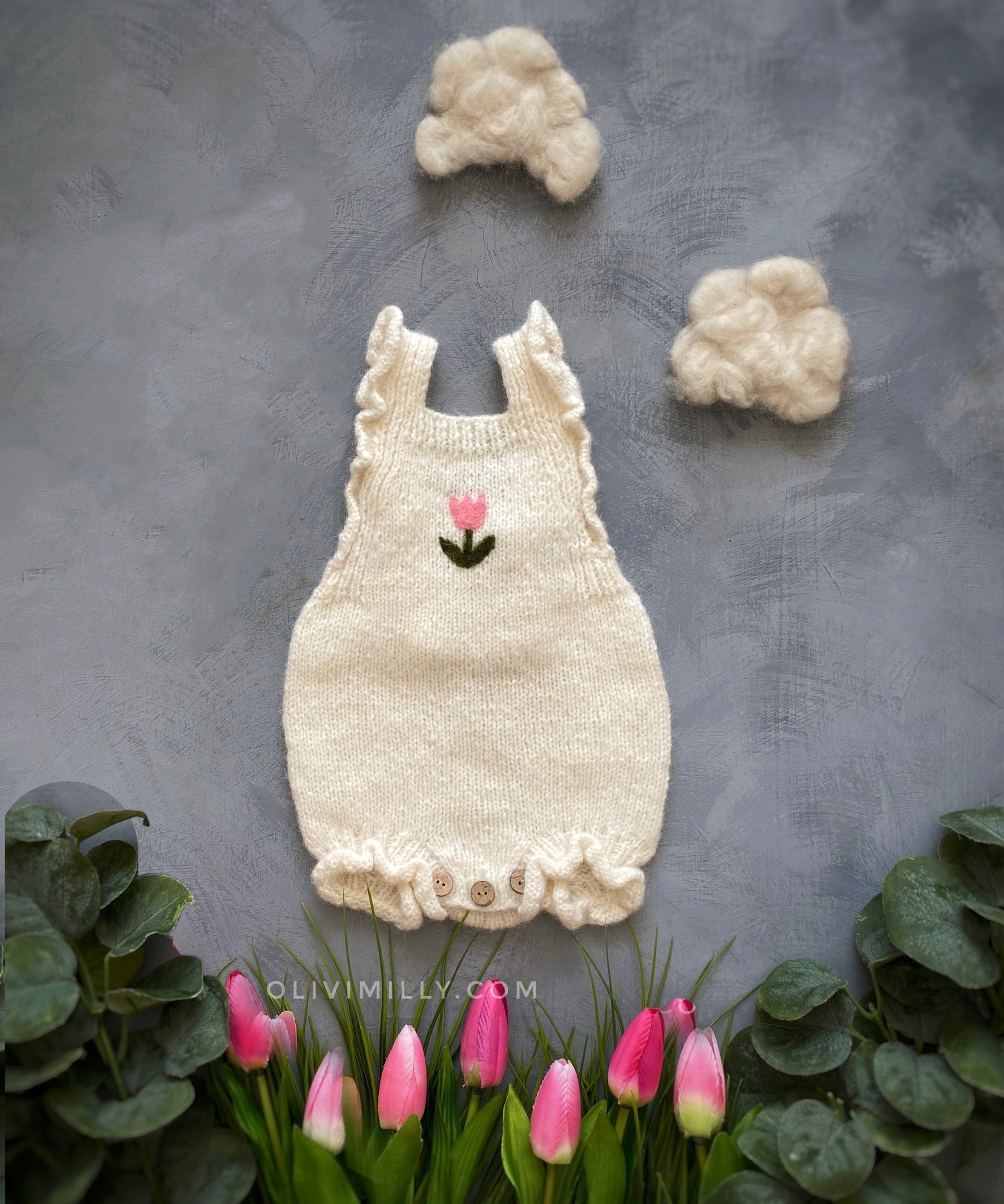 Tulips Romper | Off white