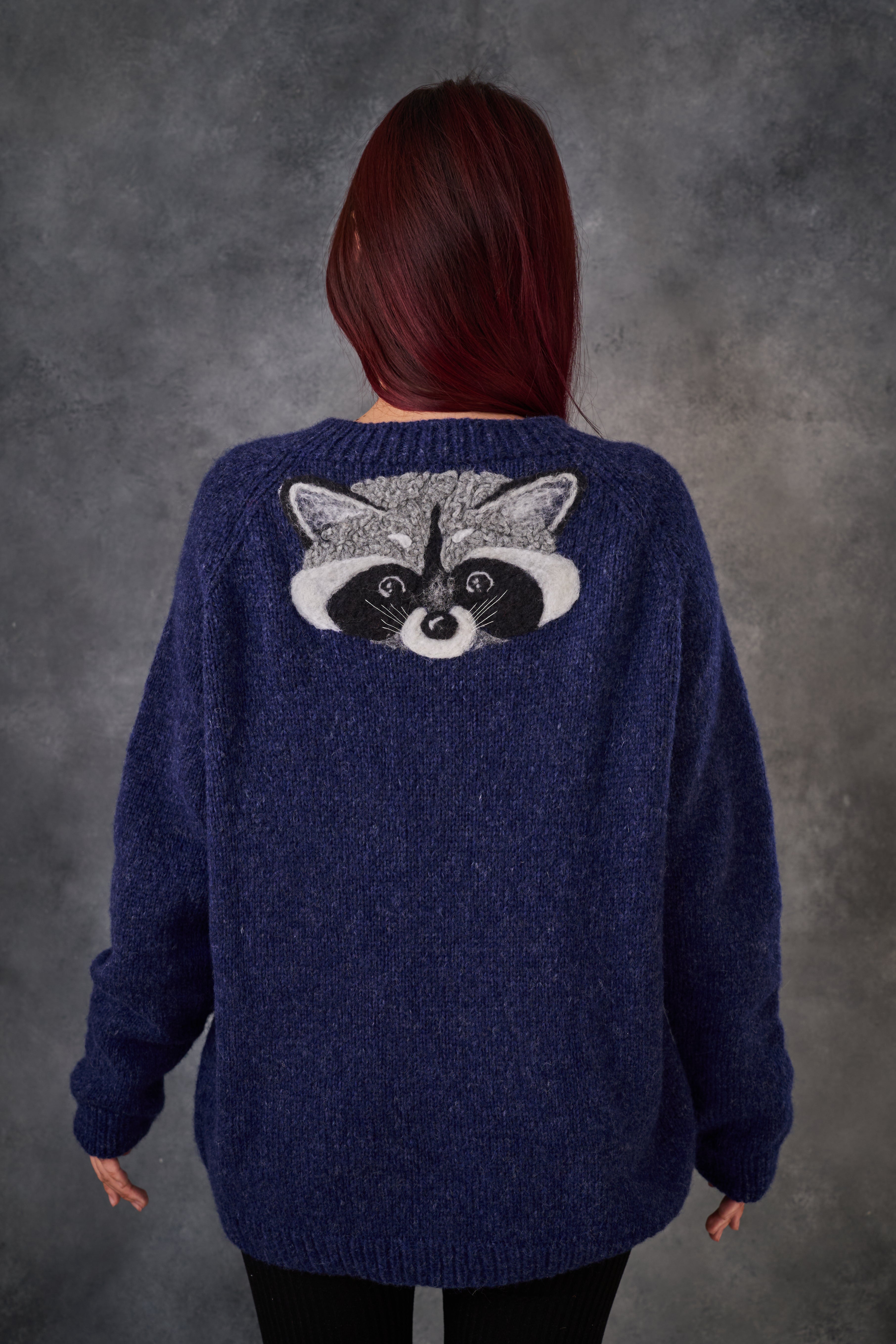 Adult Raccoon cardigan | Dark blue