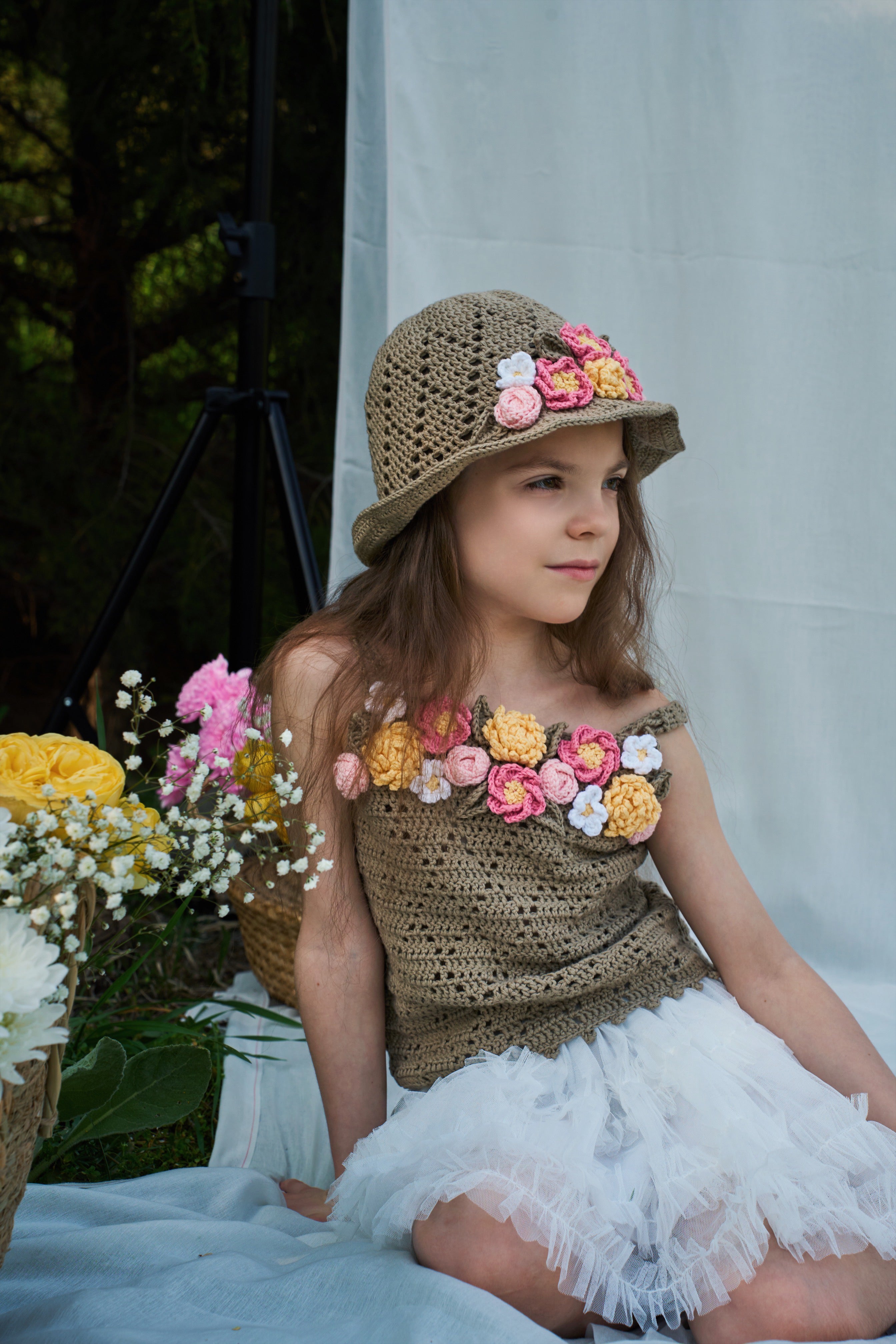 Flowers Hat | olive green