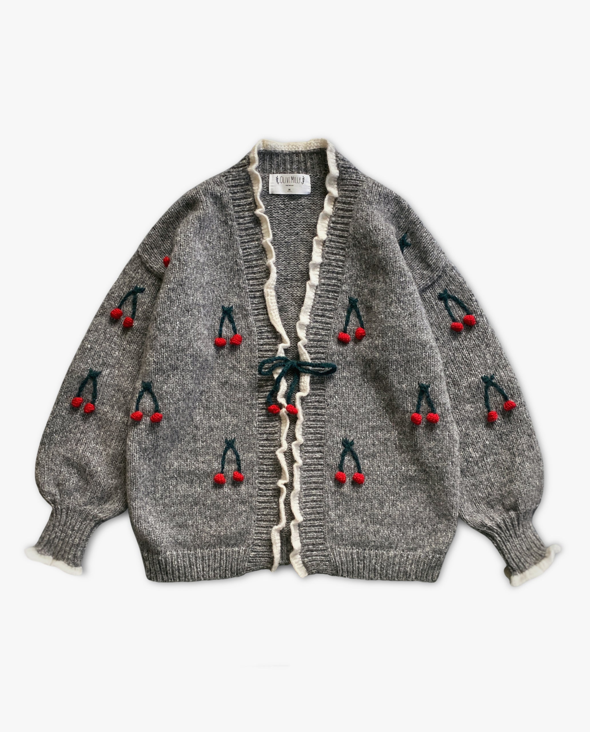 Adult  Cherries Cardigan | Dark grey