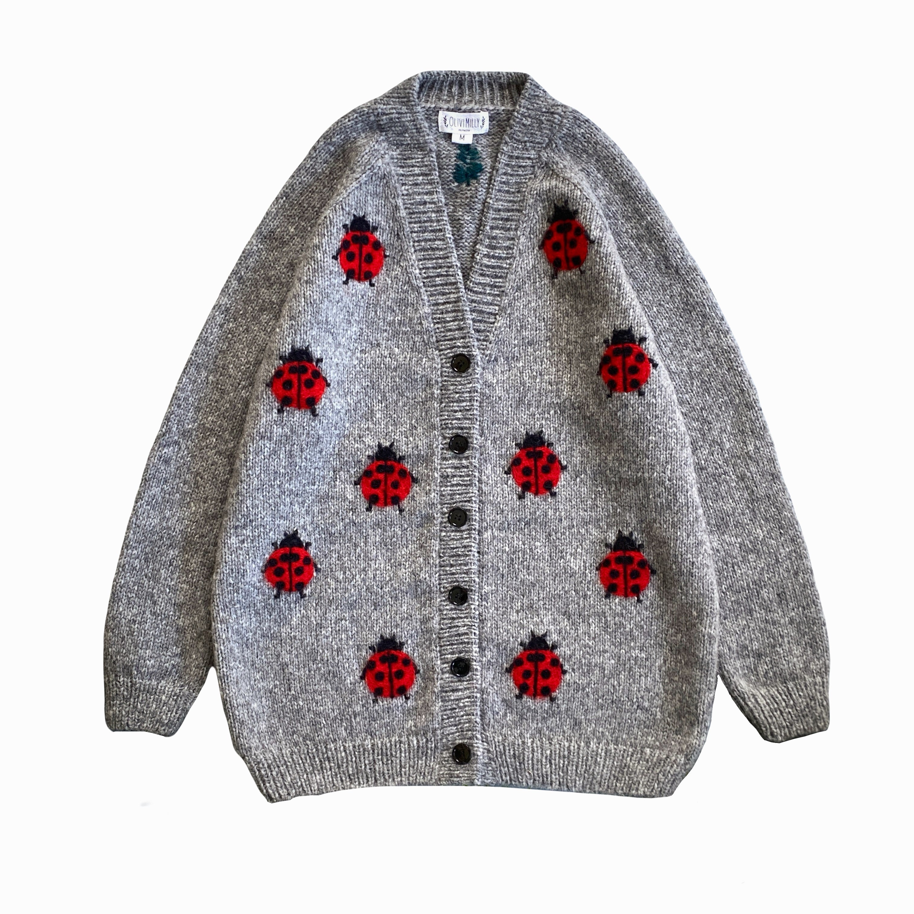 Adult Ladybug cardigan | Dark grey