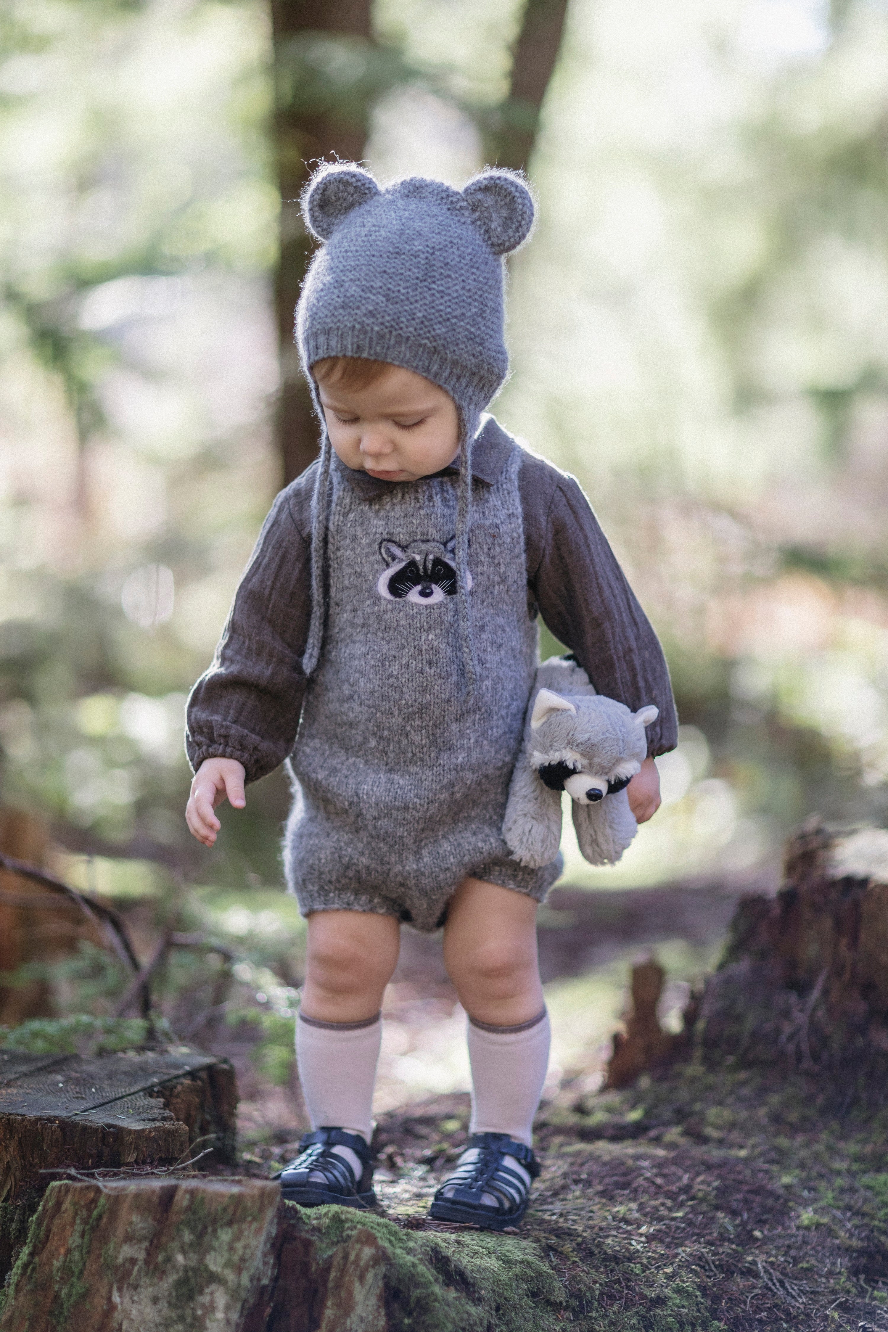 Raccoon romper | Dark grey