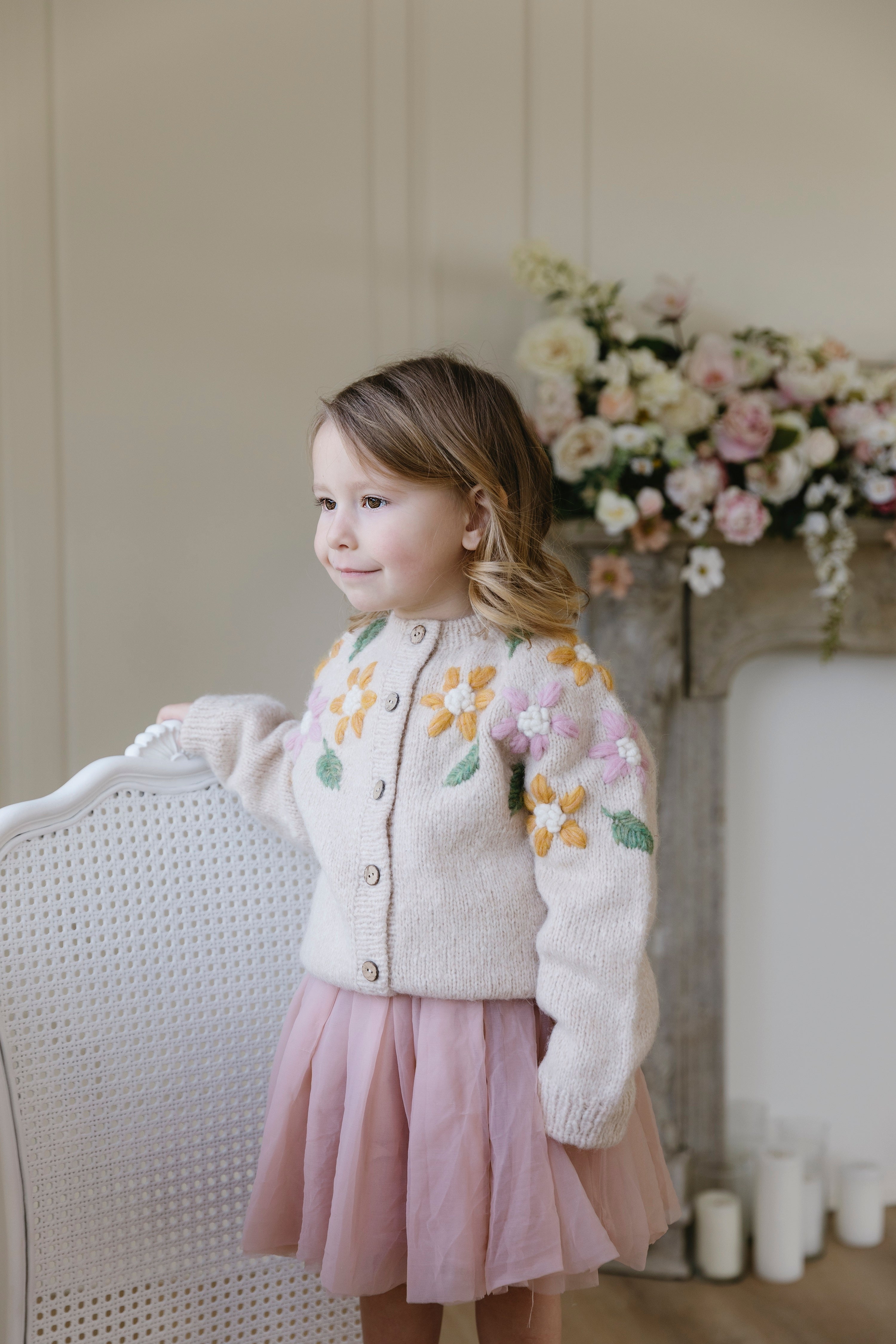 Flower Rain cardigan | Wheat