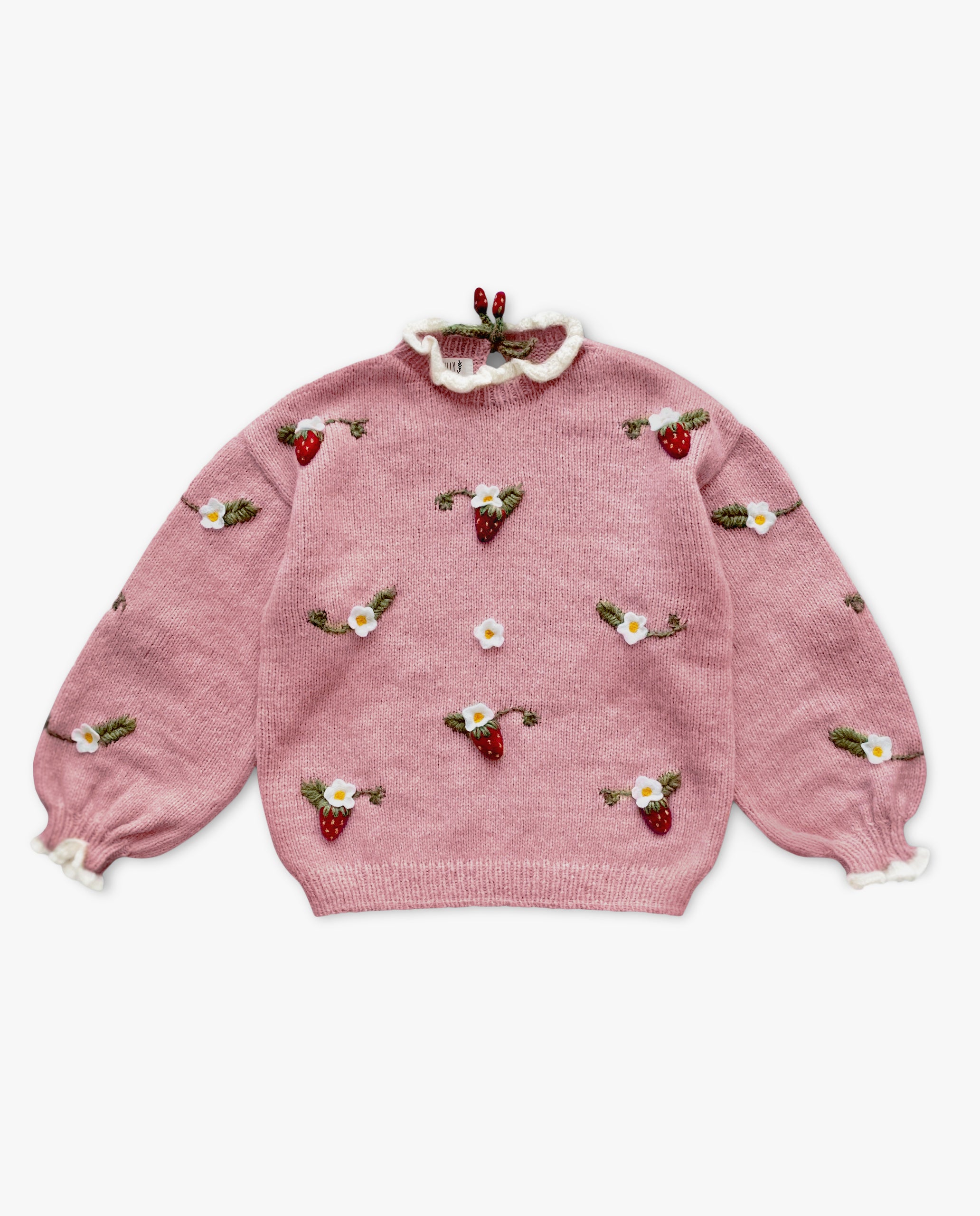 Adult Strawberries pullover | Powder Pink