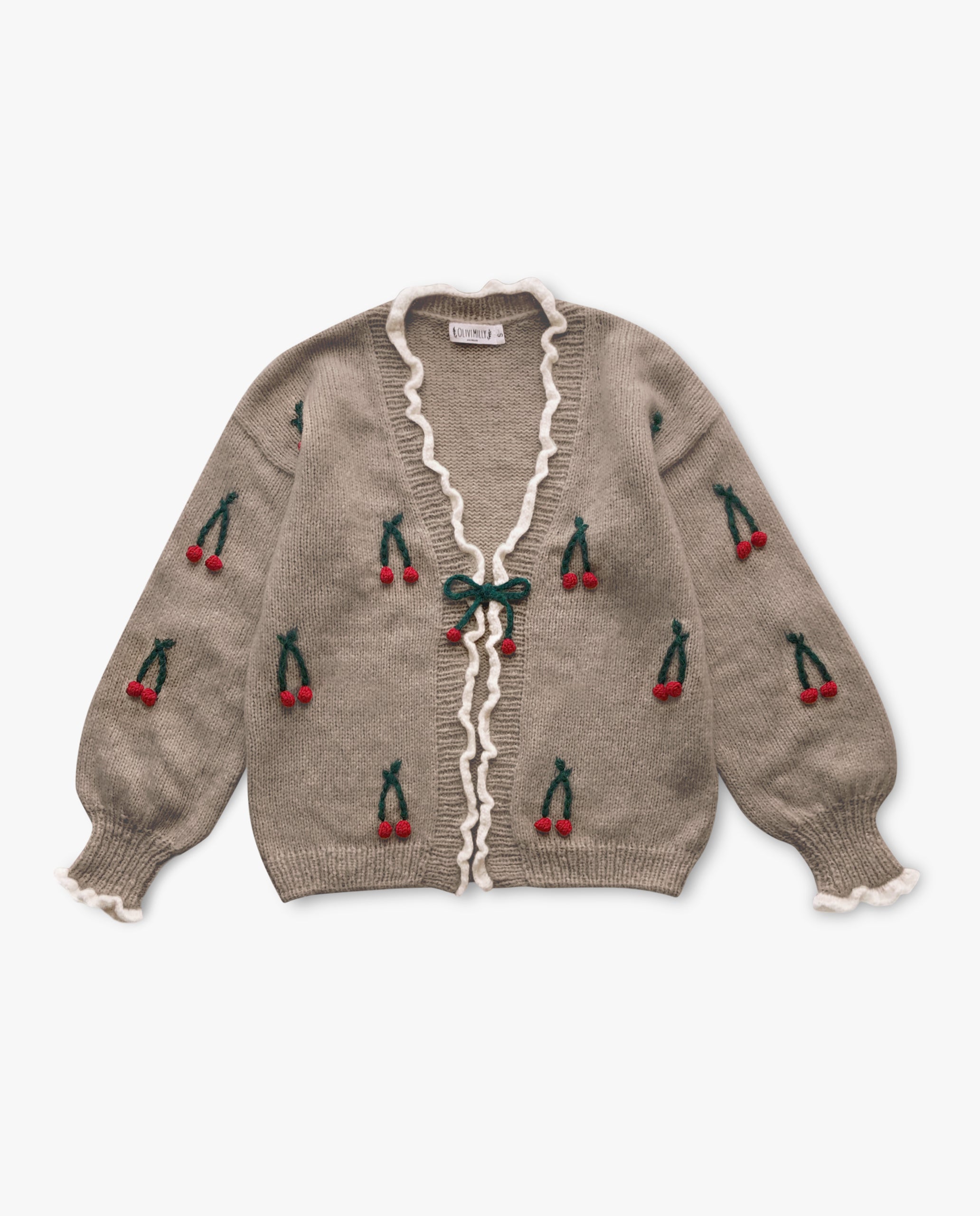 Adult Cardigan Cherries |beigebrown| in stock (size S)