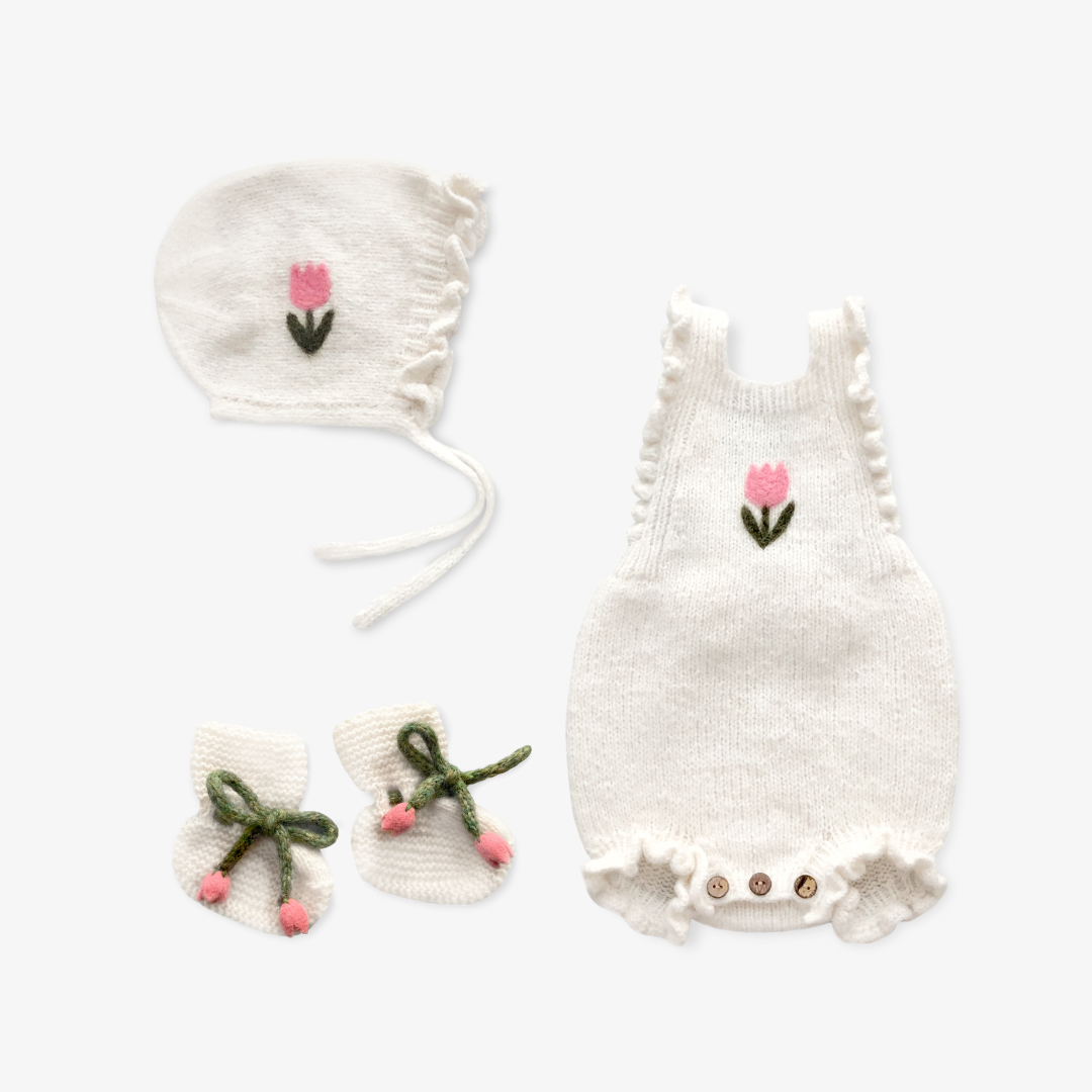 Tulips Newborn Set | off white