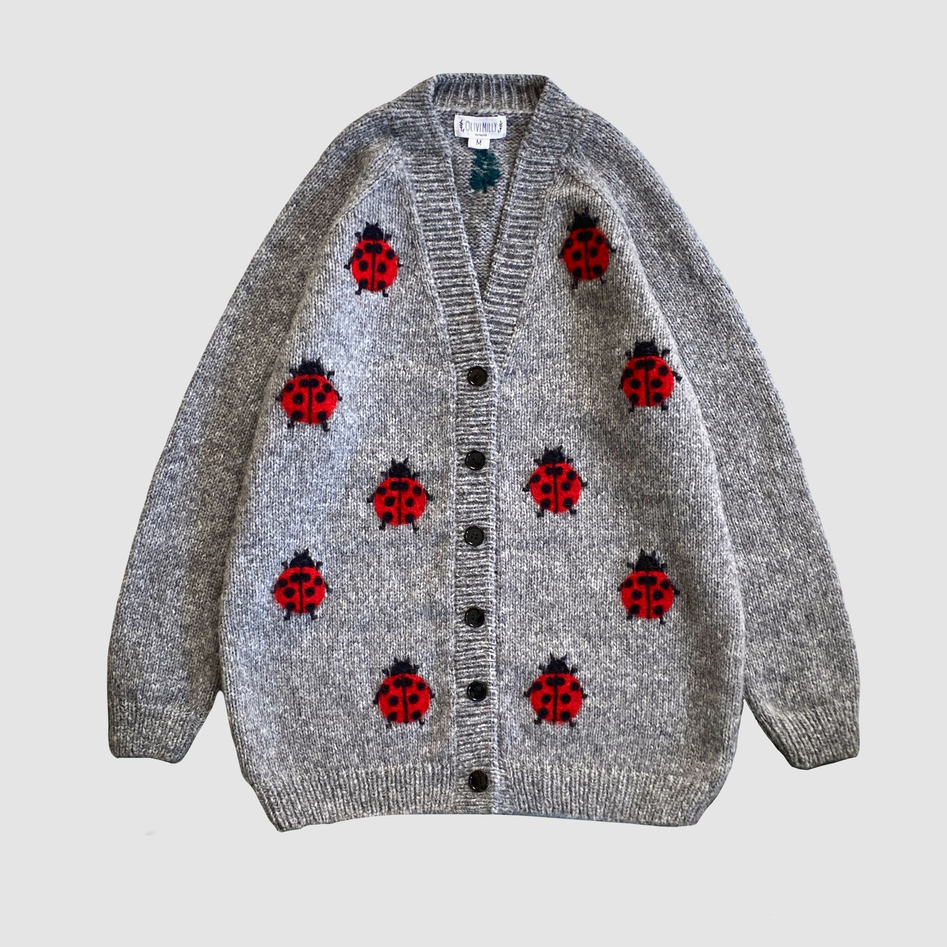 Adult Ladybug cardigan | Dark grey