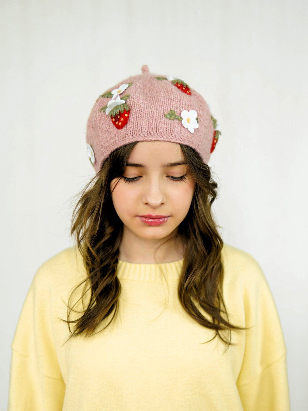 Strawberries Beret | Powder Pink | In Stock
