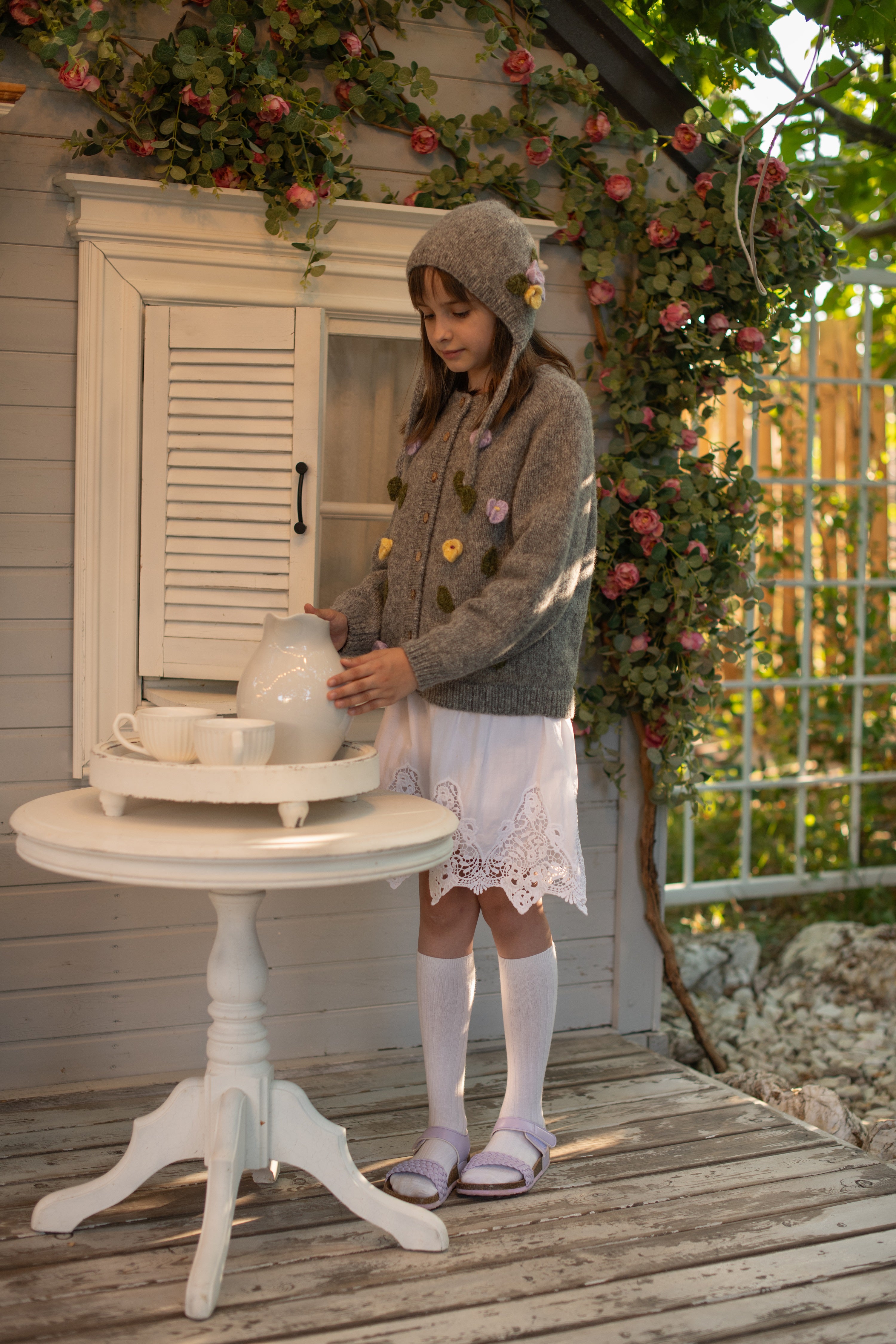 Violets bonnet |dark grey| in stock (1-2y / 5-6y)