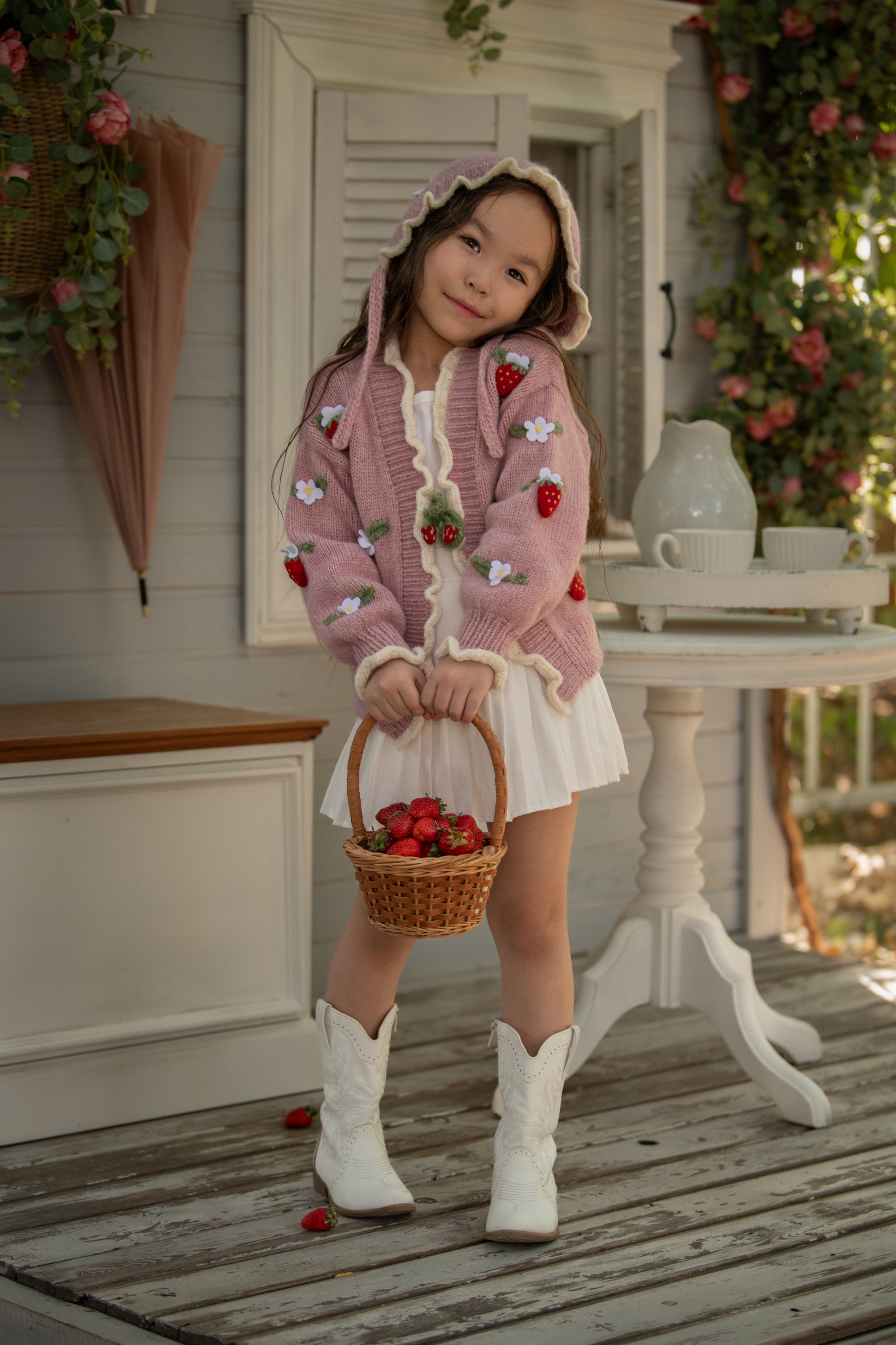 Strawberries Cardigan | Powder Pink