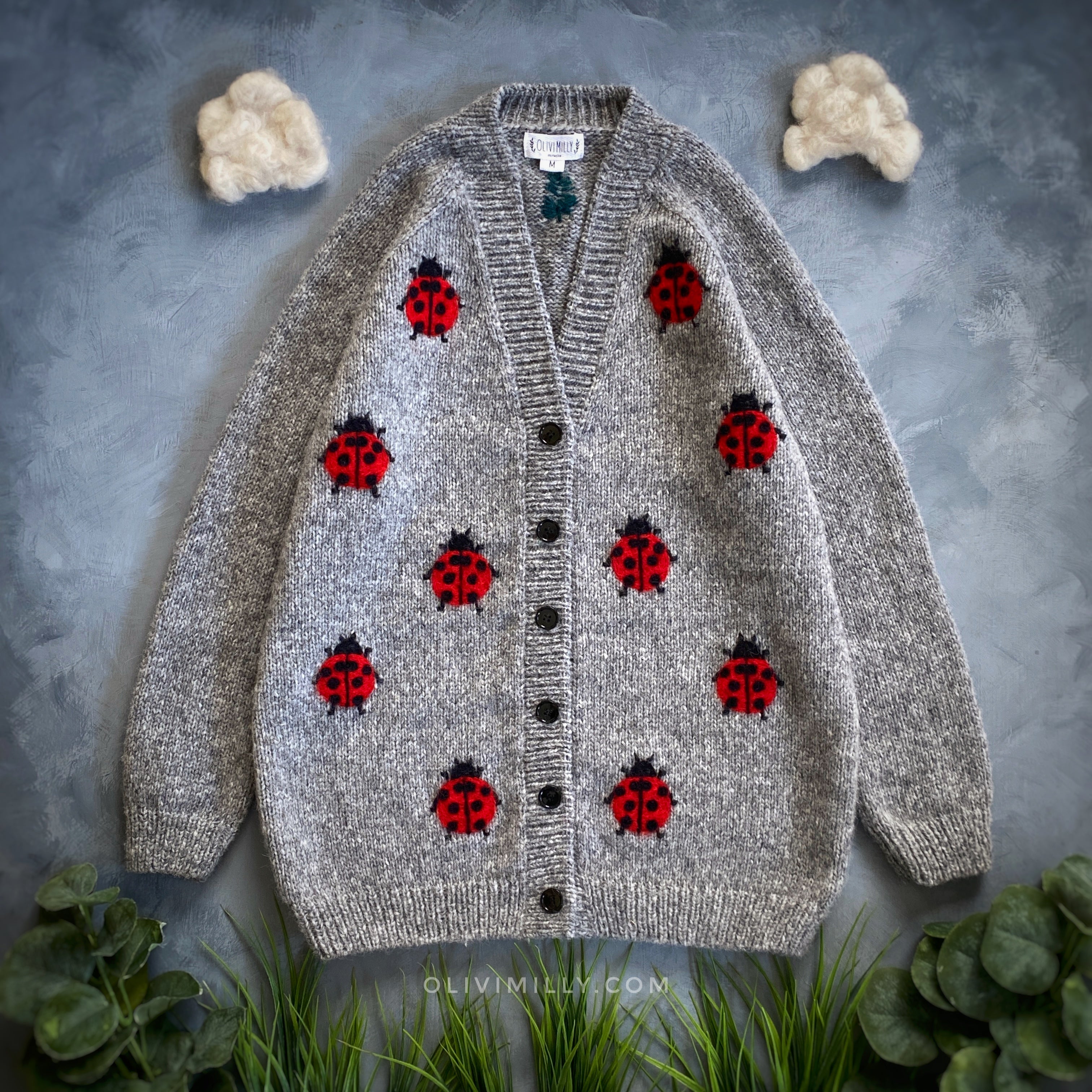 Adult Ladybug cardigan | Dark grey