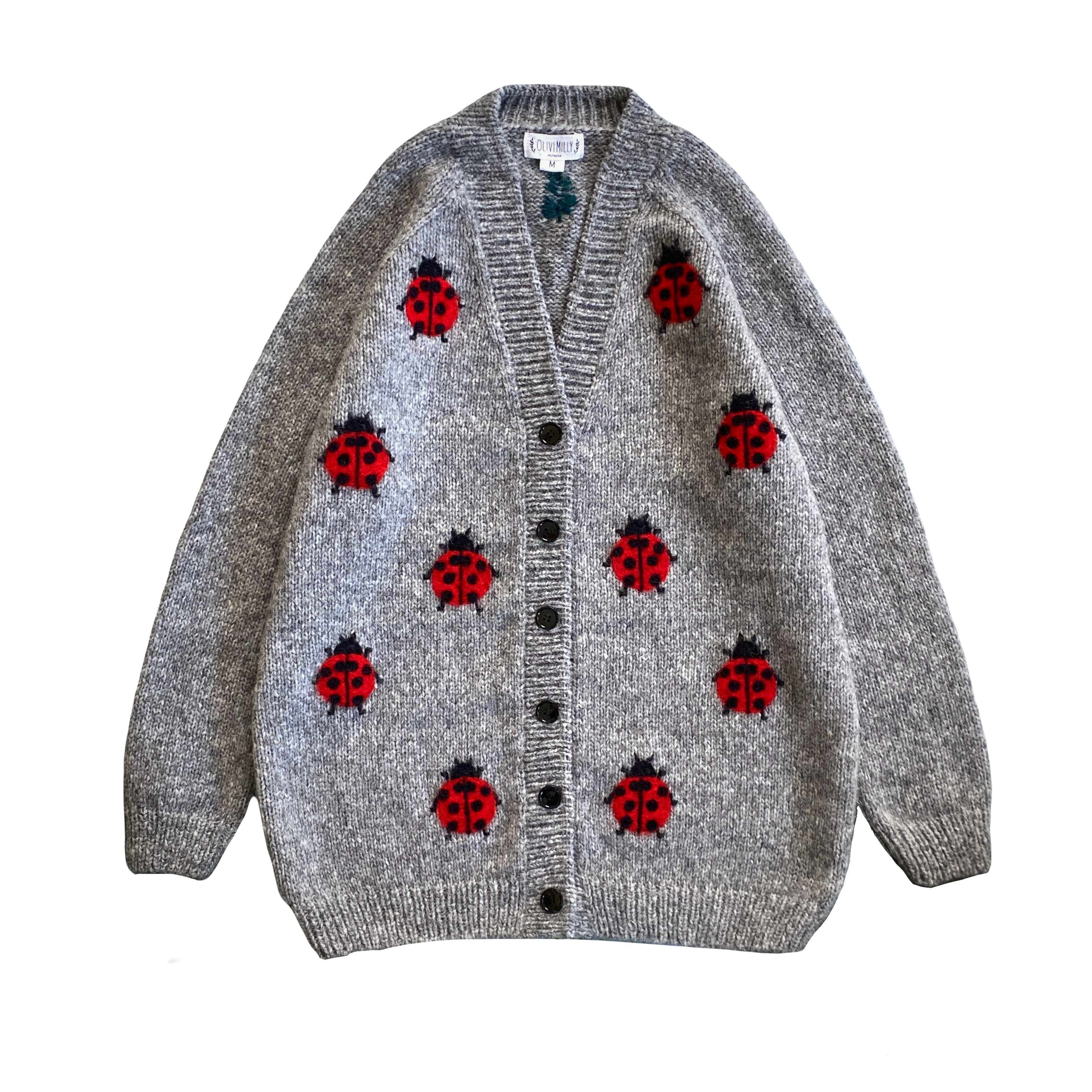 Adult Ladybug cardigan | Dark grey