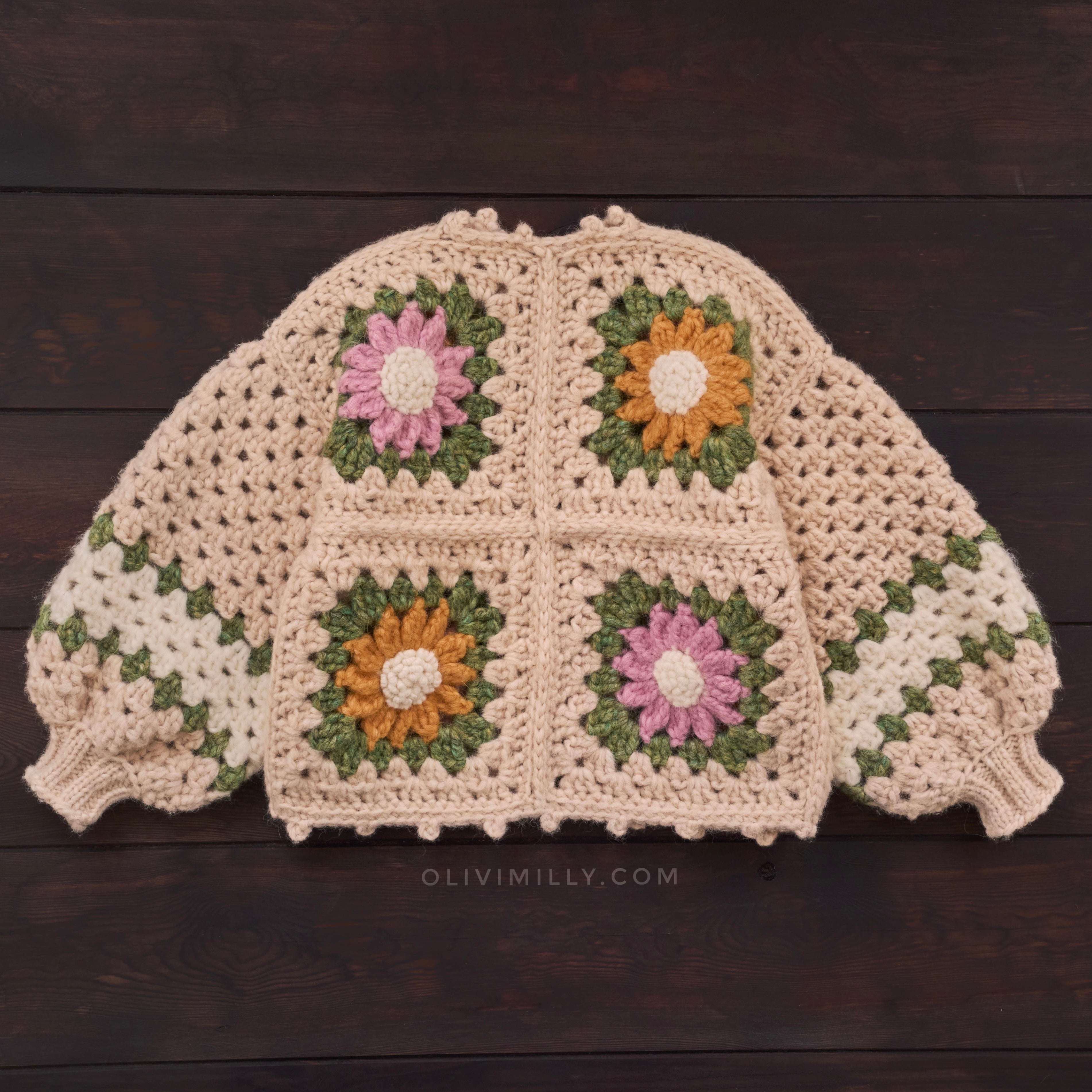 Granny square cardigan | Wheat
