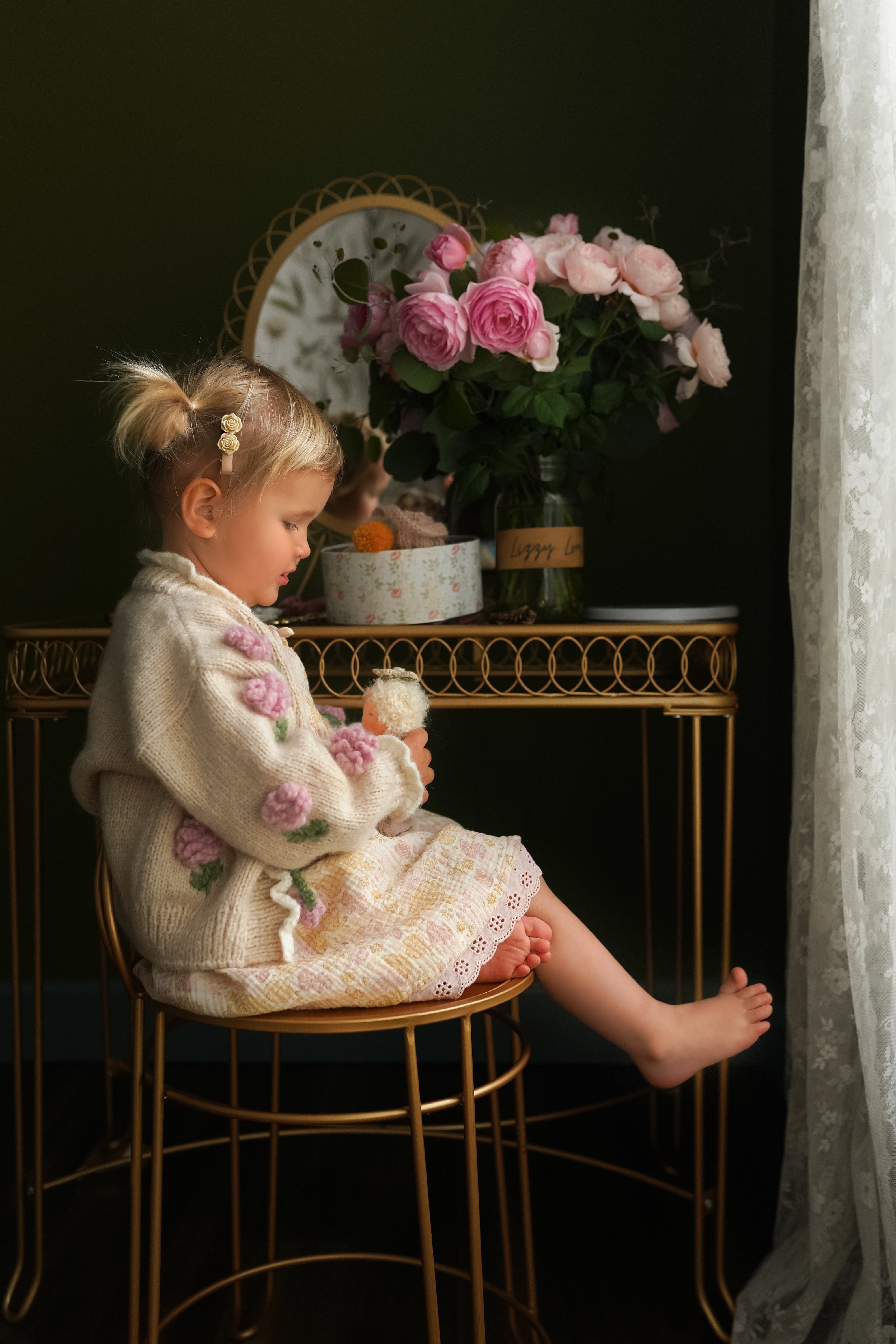 Roses cardigan | Wheat