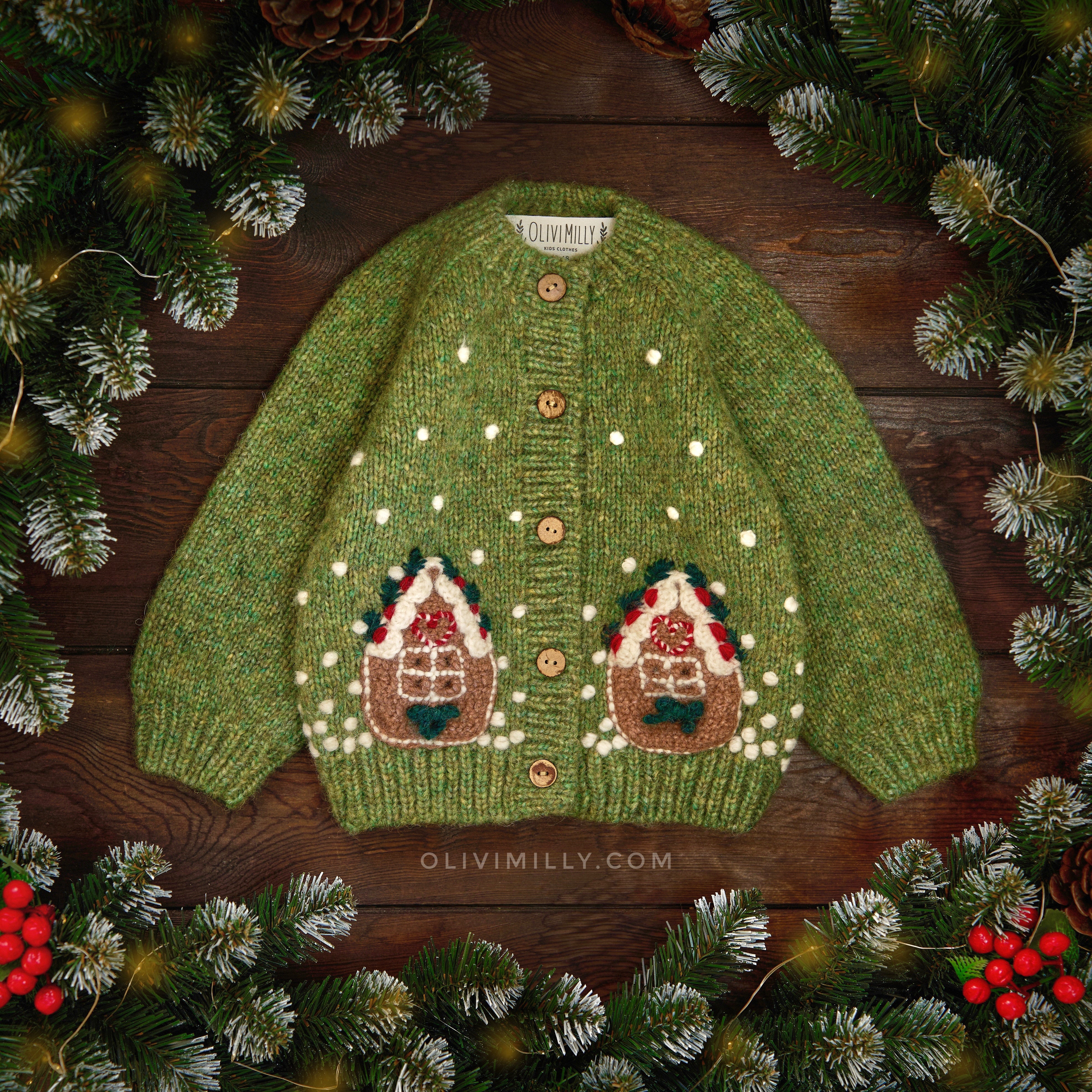 Winter Fairy Tale cardigan | Moss Green