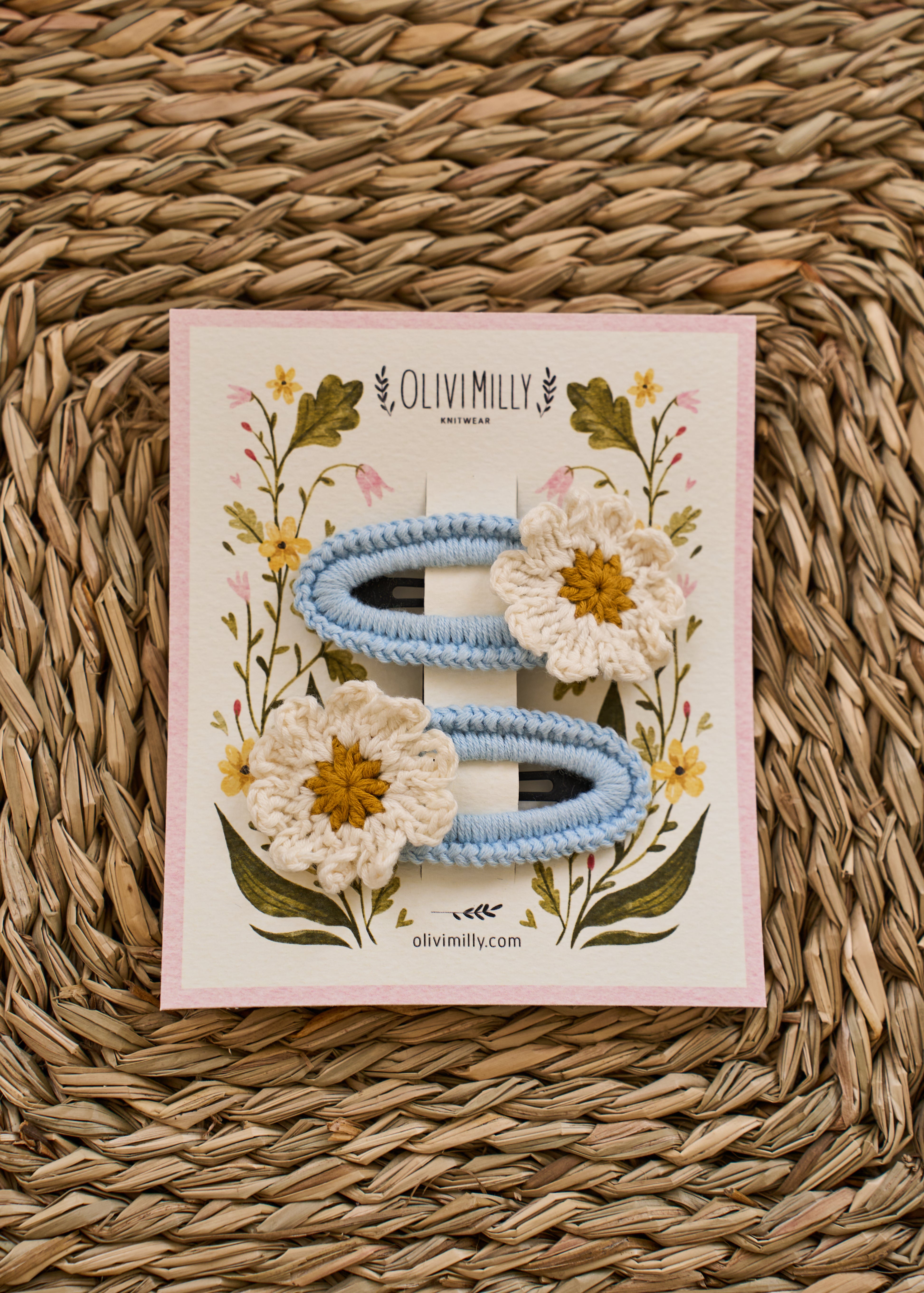 Daisy Hair Clips | Baby Blue | In Stock