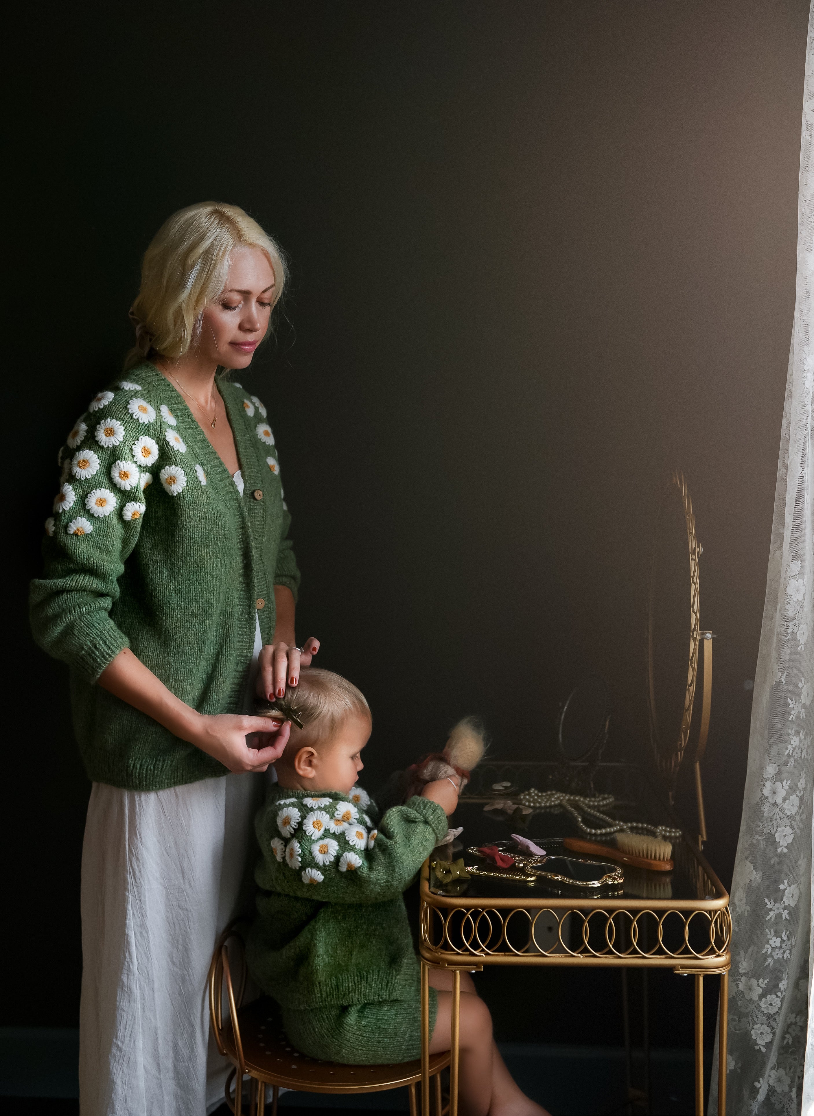 Adult Chamomile cardigan | Moss Green