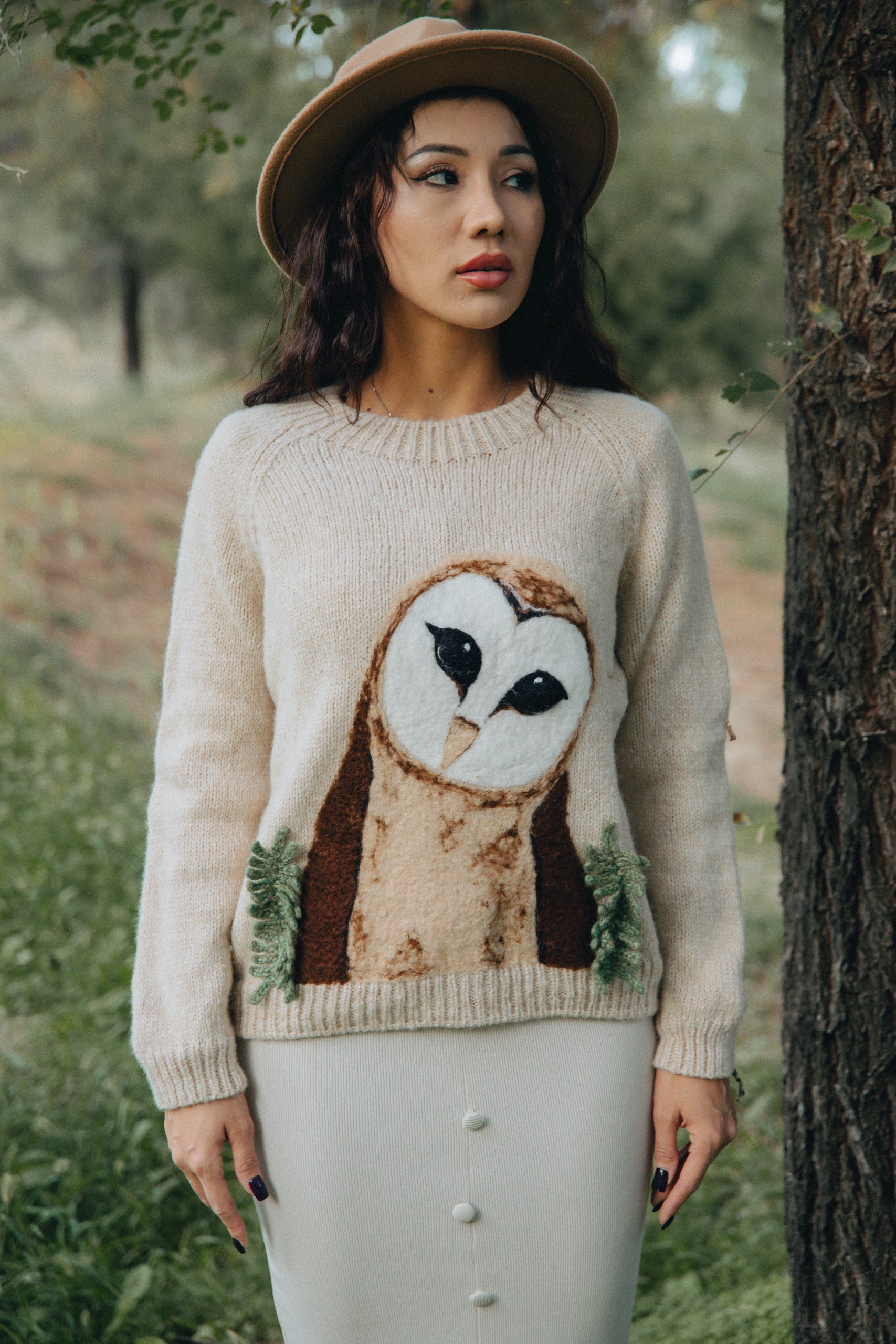 Adult Owl Jumper | Wheat
