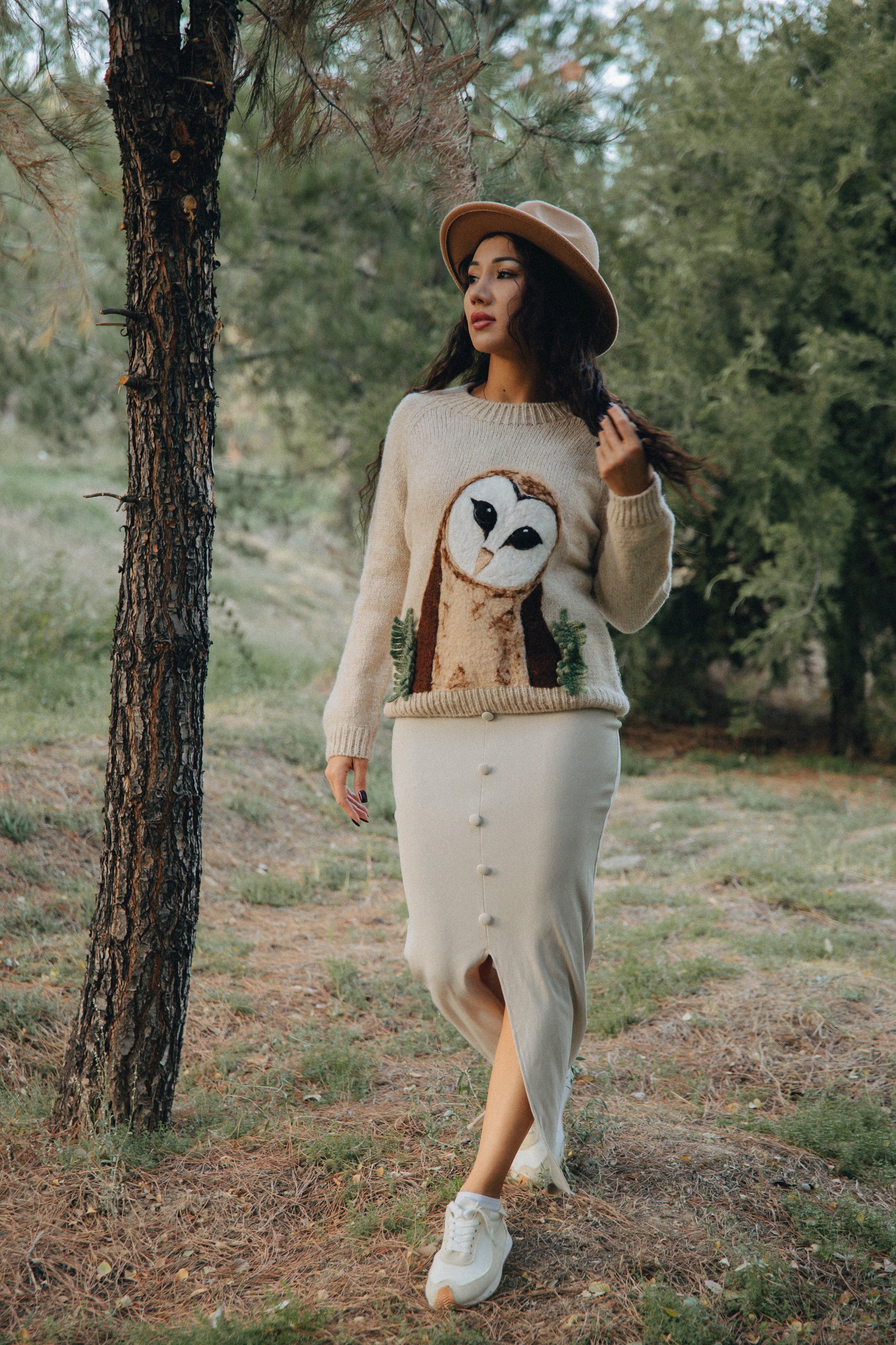 Adult Owl Jumper | Wheat