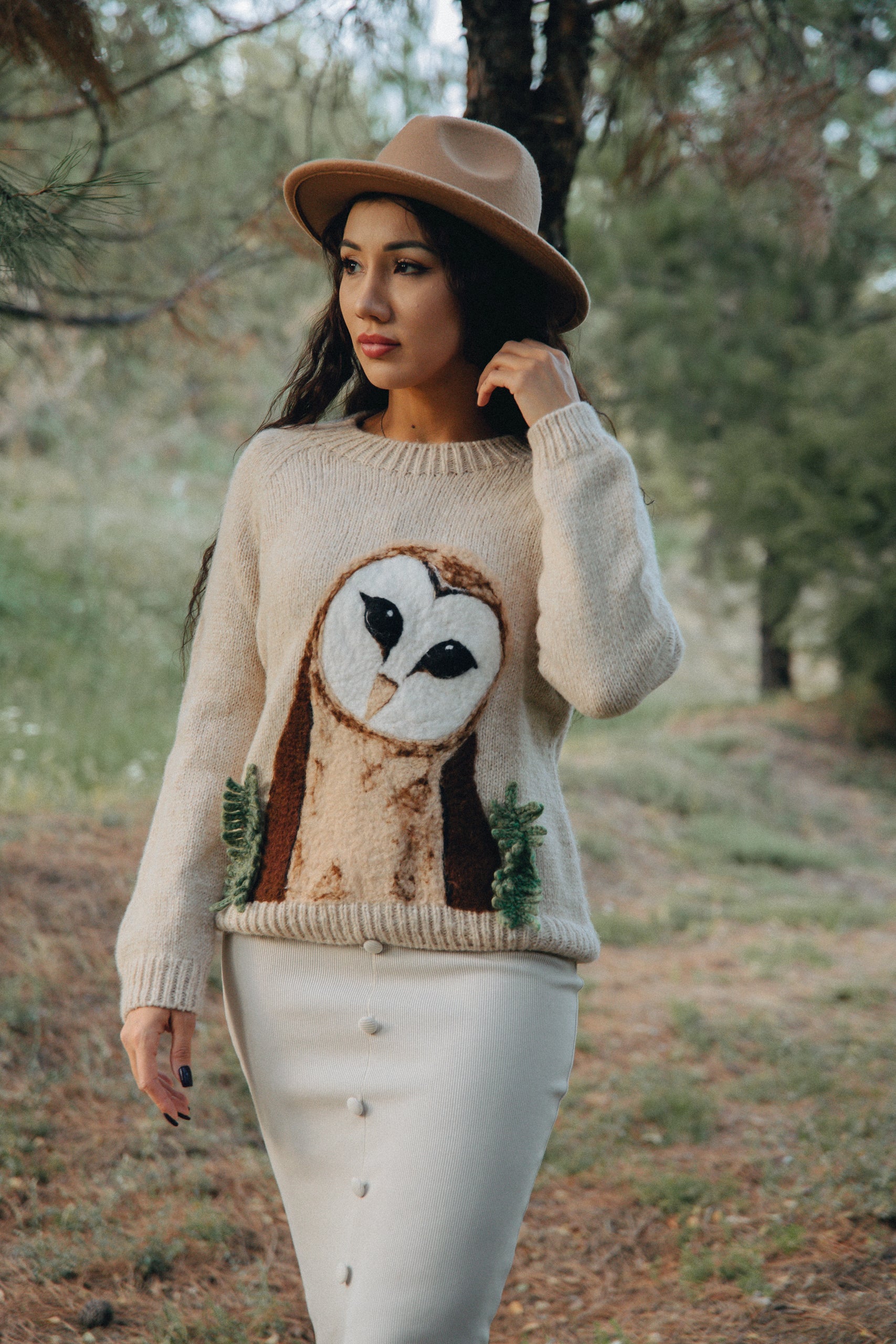 Adult Owl Jumper | Wheat