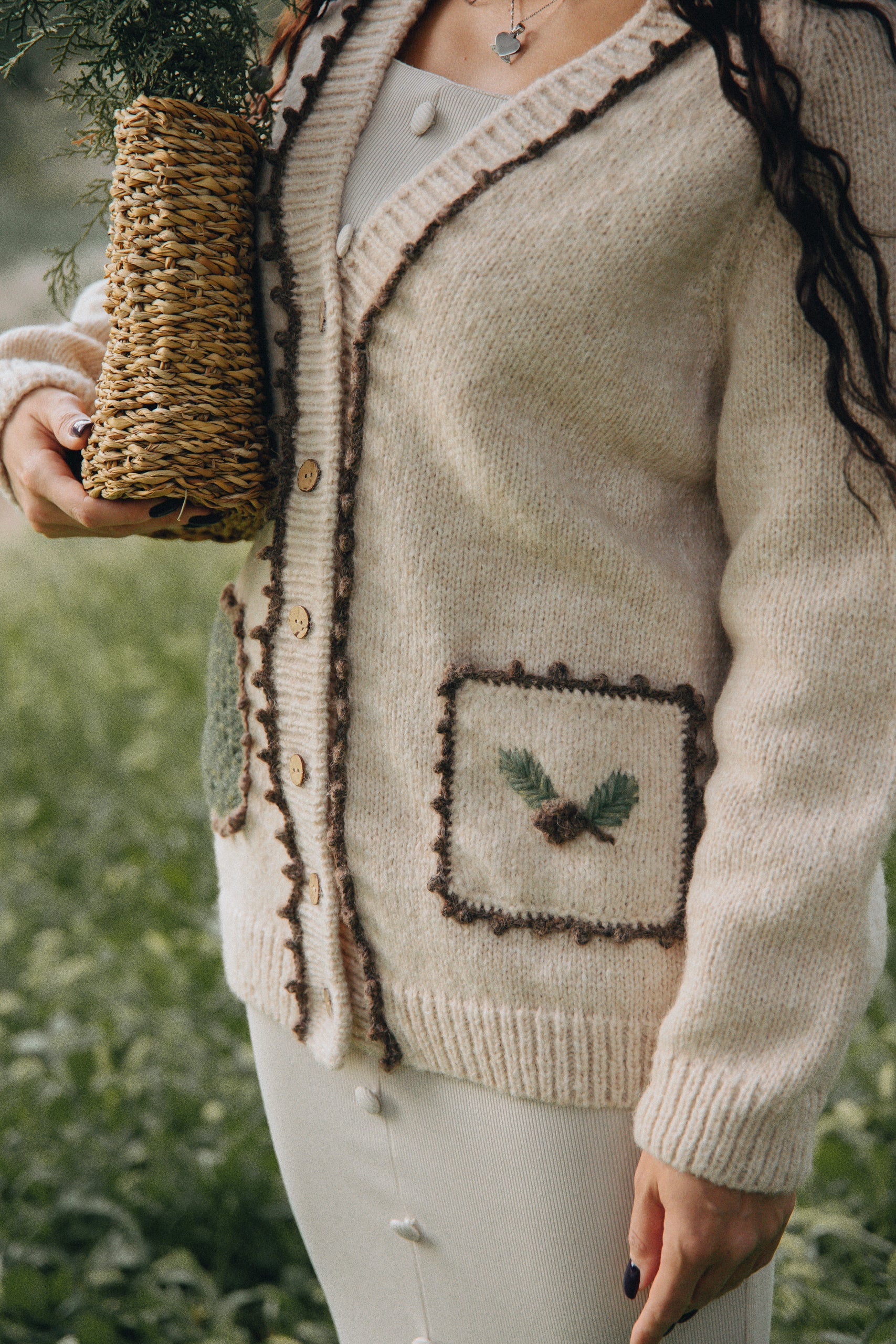 Adult Spruce cardigan with poсkets | Wheat