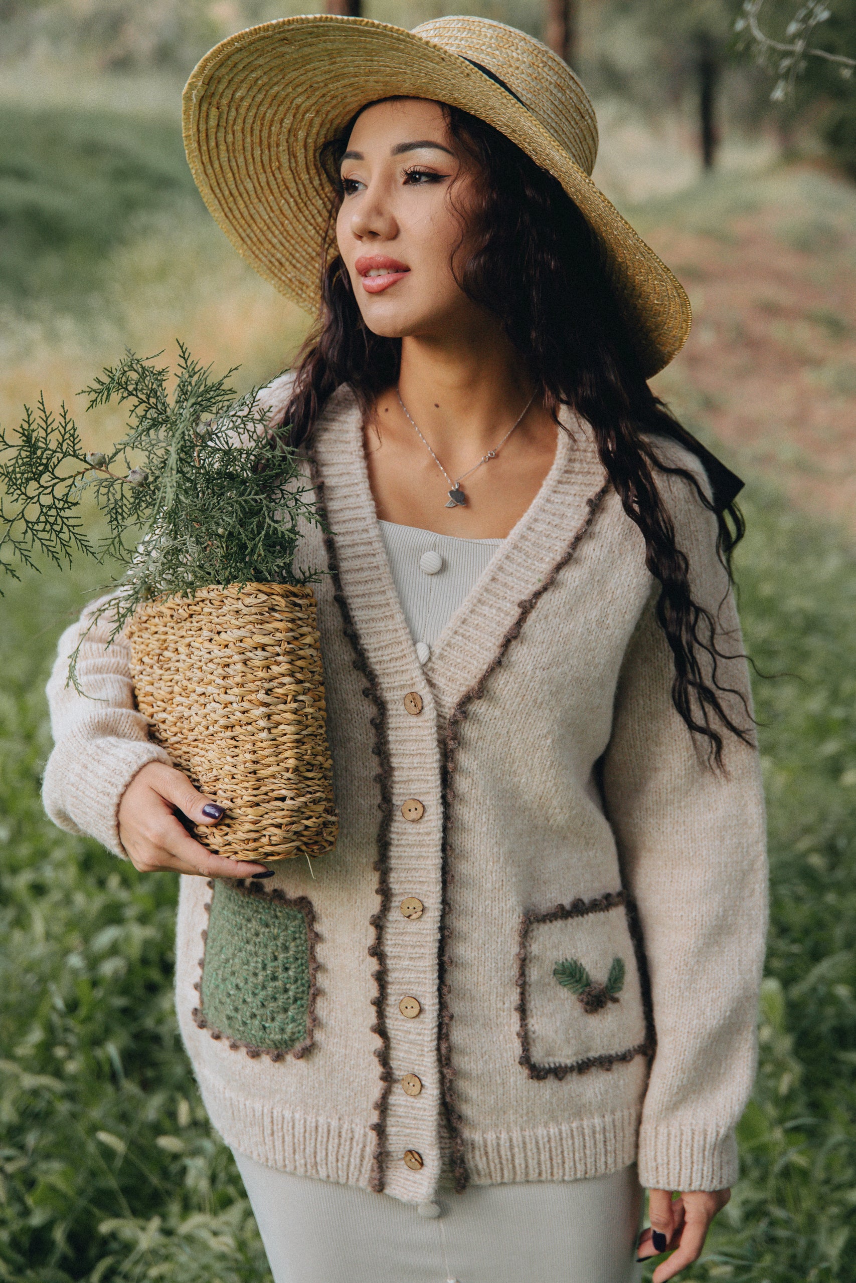 Adult Spruce cardigan with poсkets | Wheat