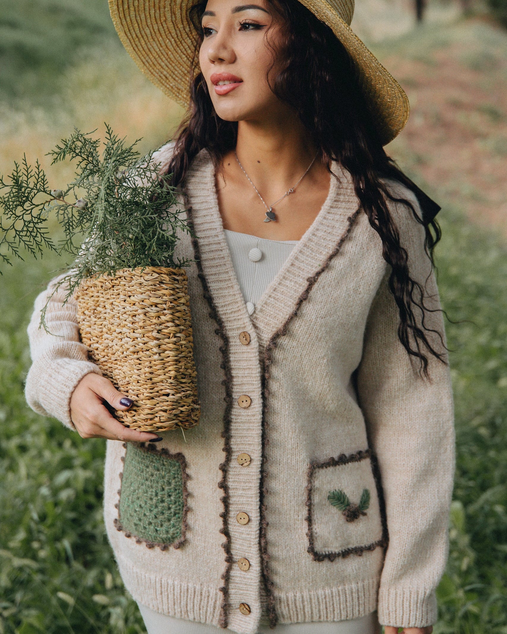 Adult Spruce cardigan with poсkets | Wheat | In Stock (M)