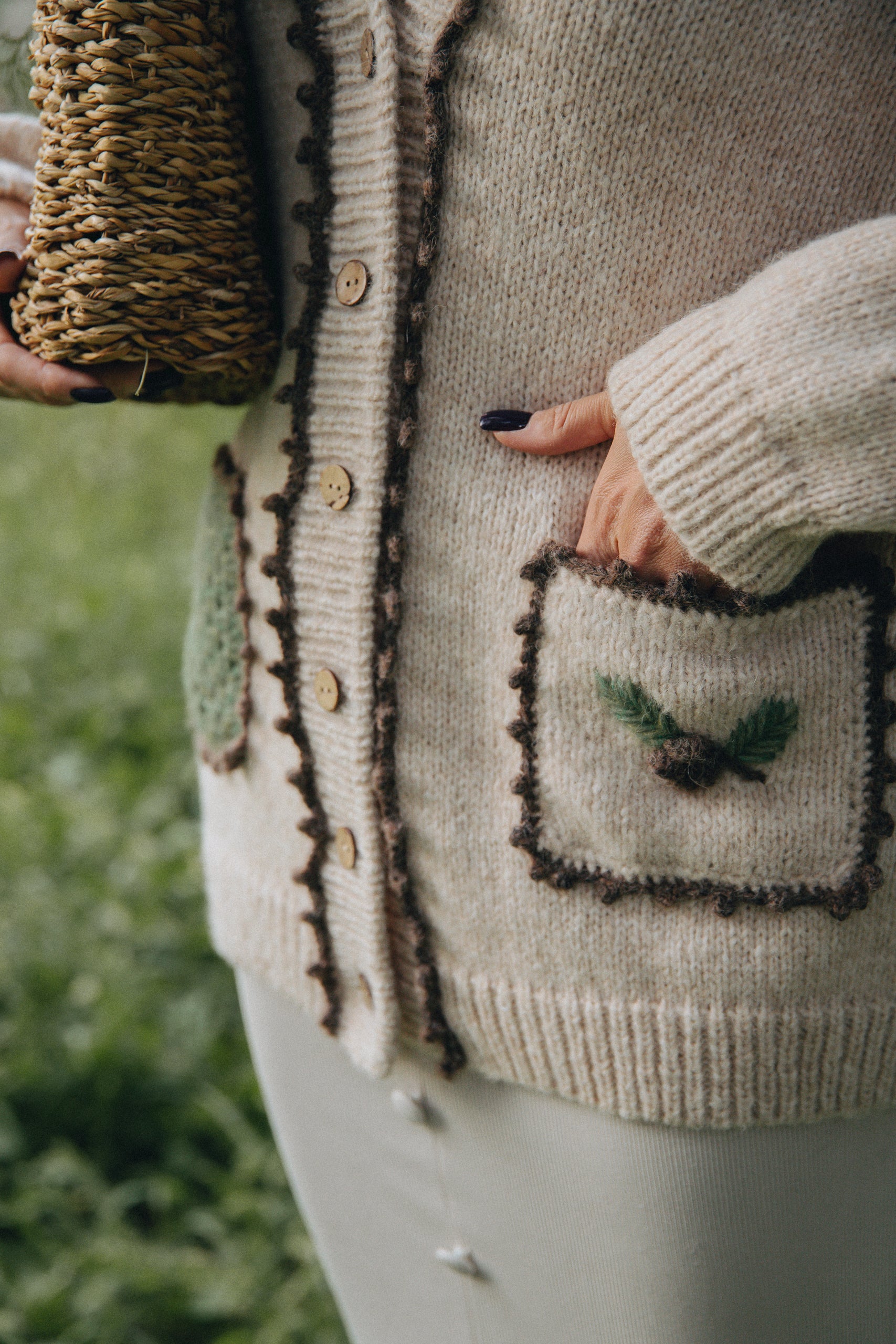 Adult Spruce cardigan with poсkets | Wheat