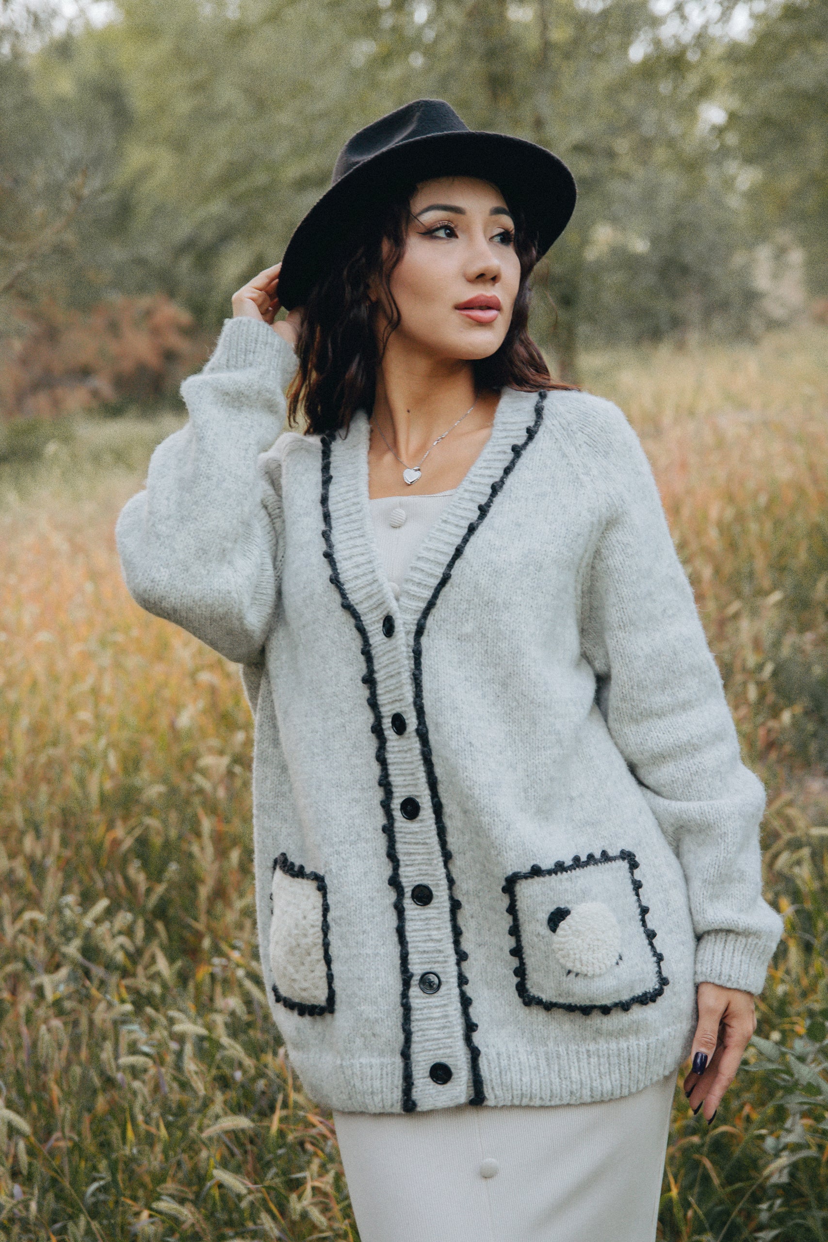 Adult Sheep cardigan with poсkets | Light Grey