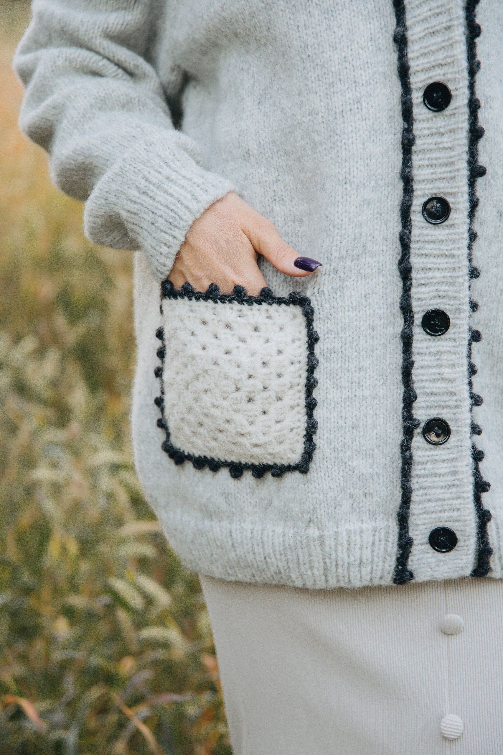 Adult Sheep cardigan with poсkets | Light Grey