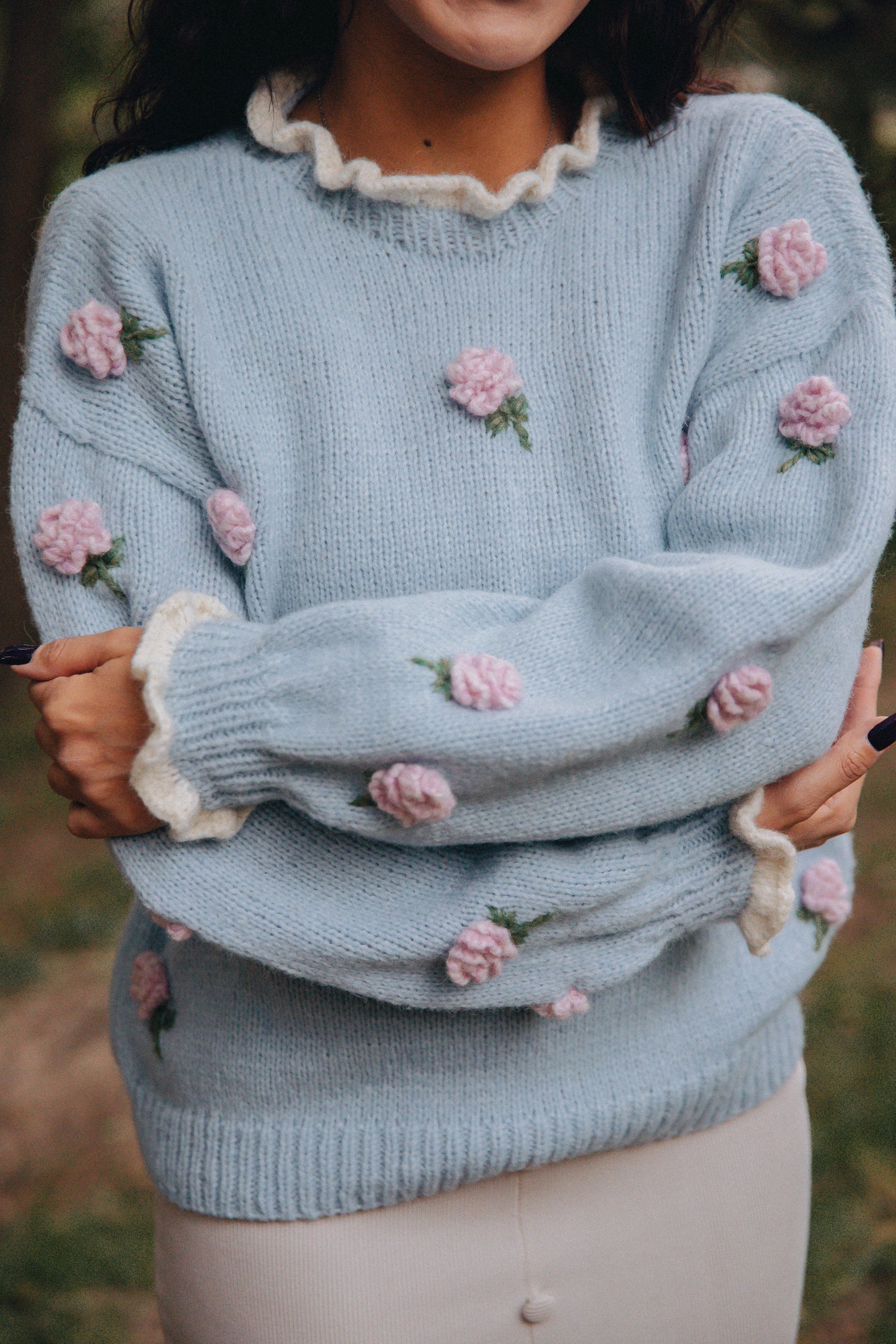Adult Roses Pullover | Blue