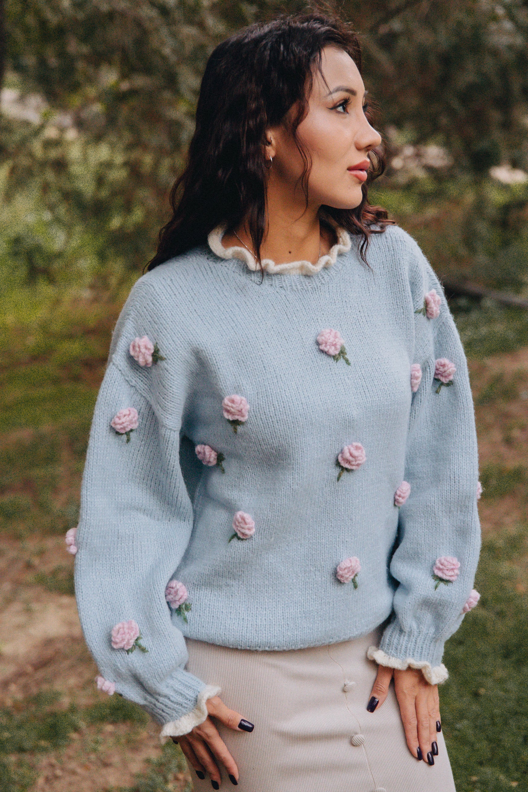 Adult Roses Pullover | Blue