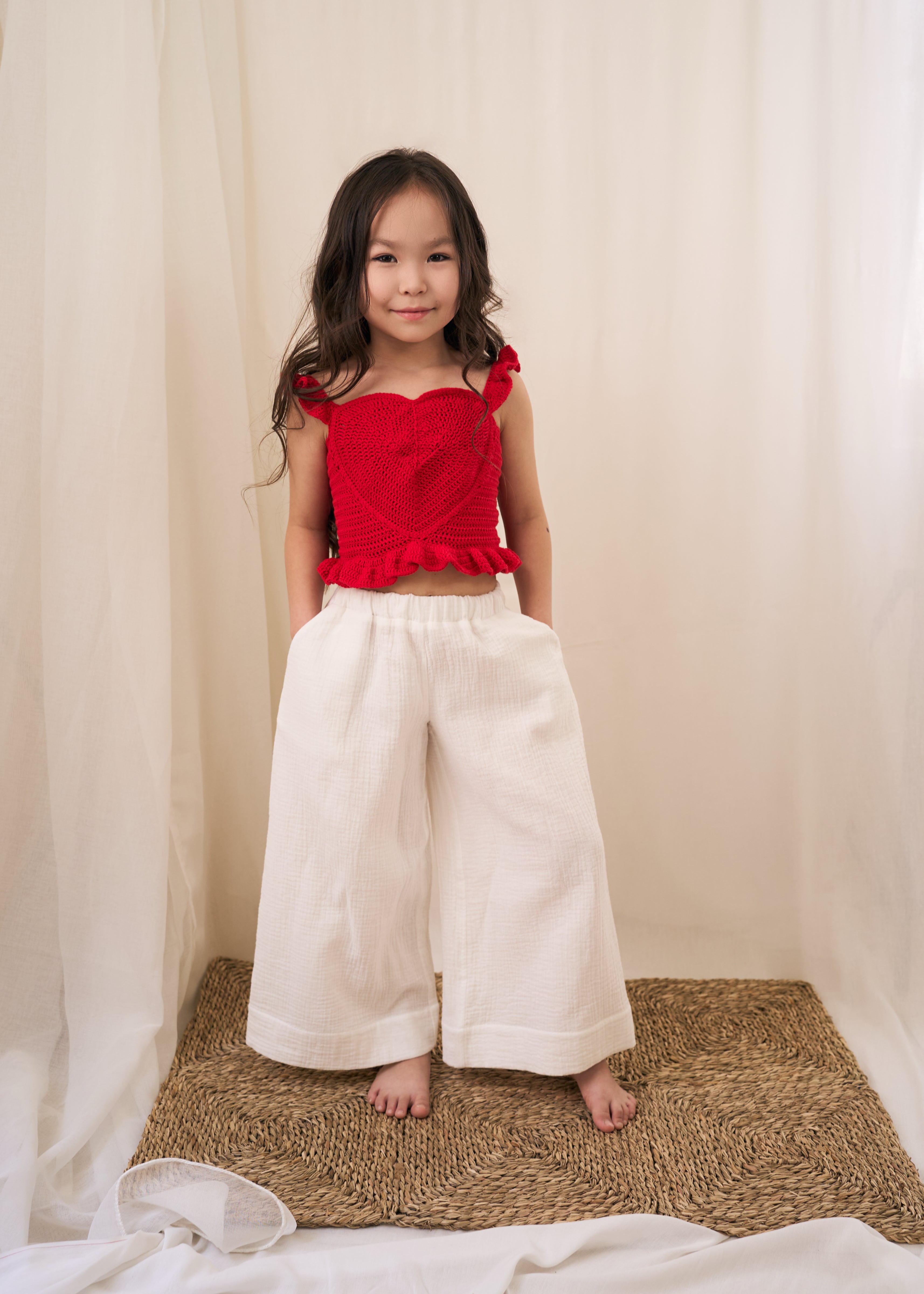 Palazzo Muslin Pants | White | In Stock (4-5 y)