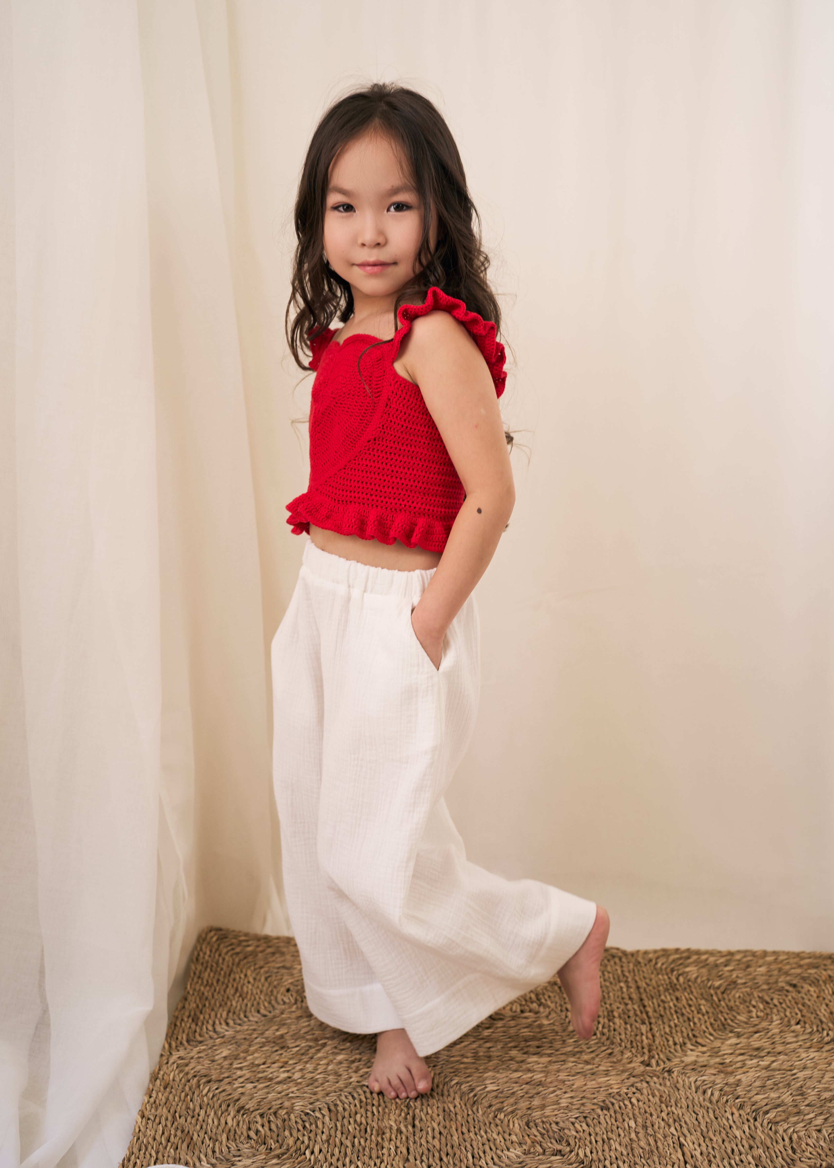 Palazzo Muslin Pants | White | In Stock (4-5 y)