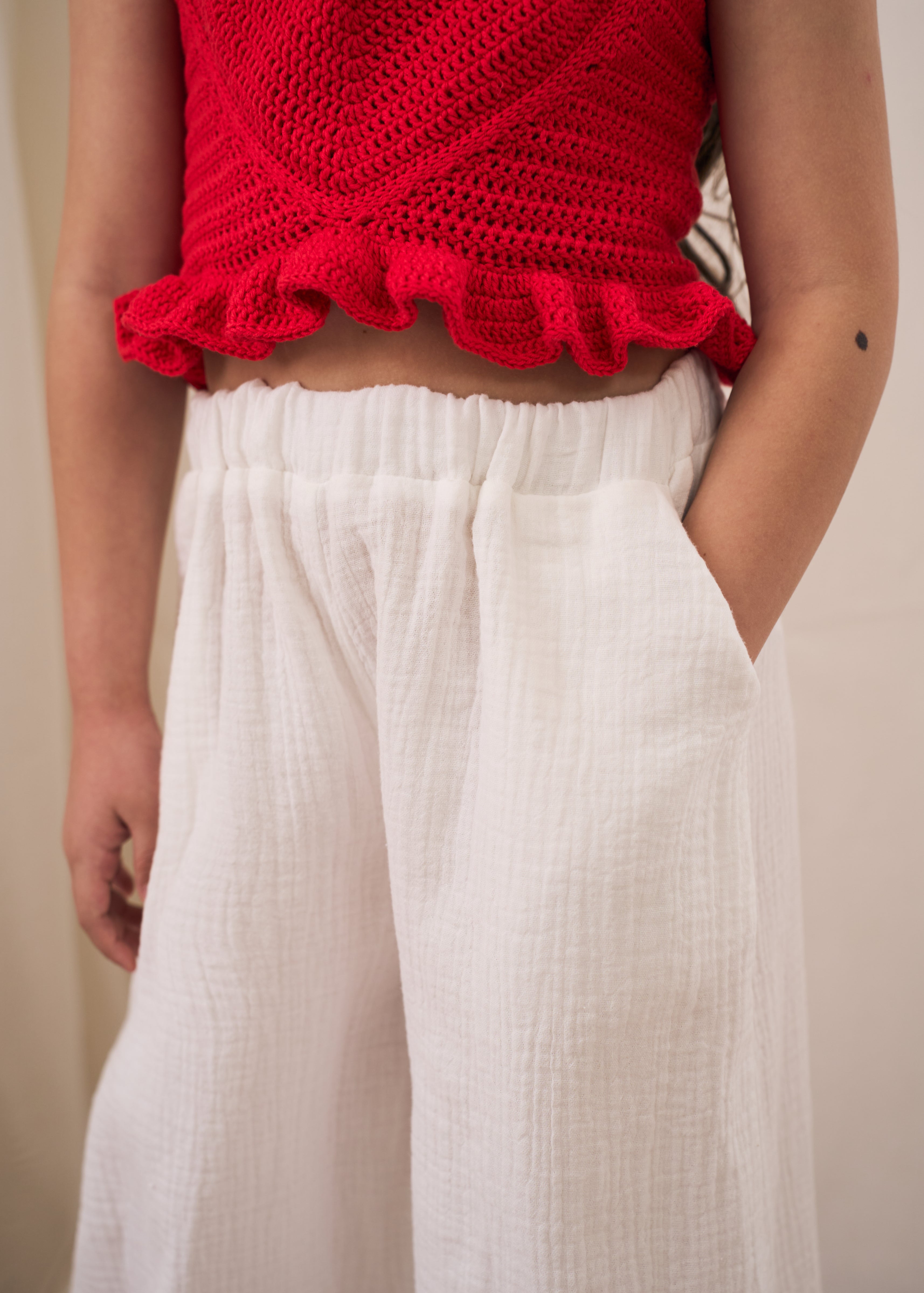 Palazzo Muslin Pants | White | In Stock (4-5 y)