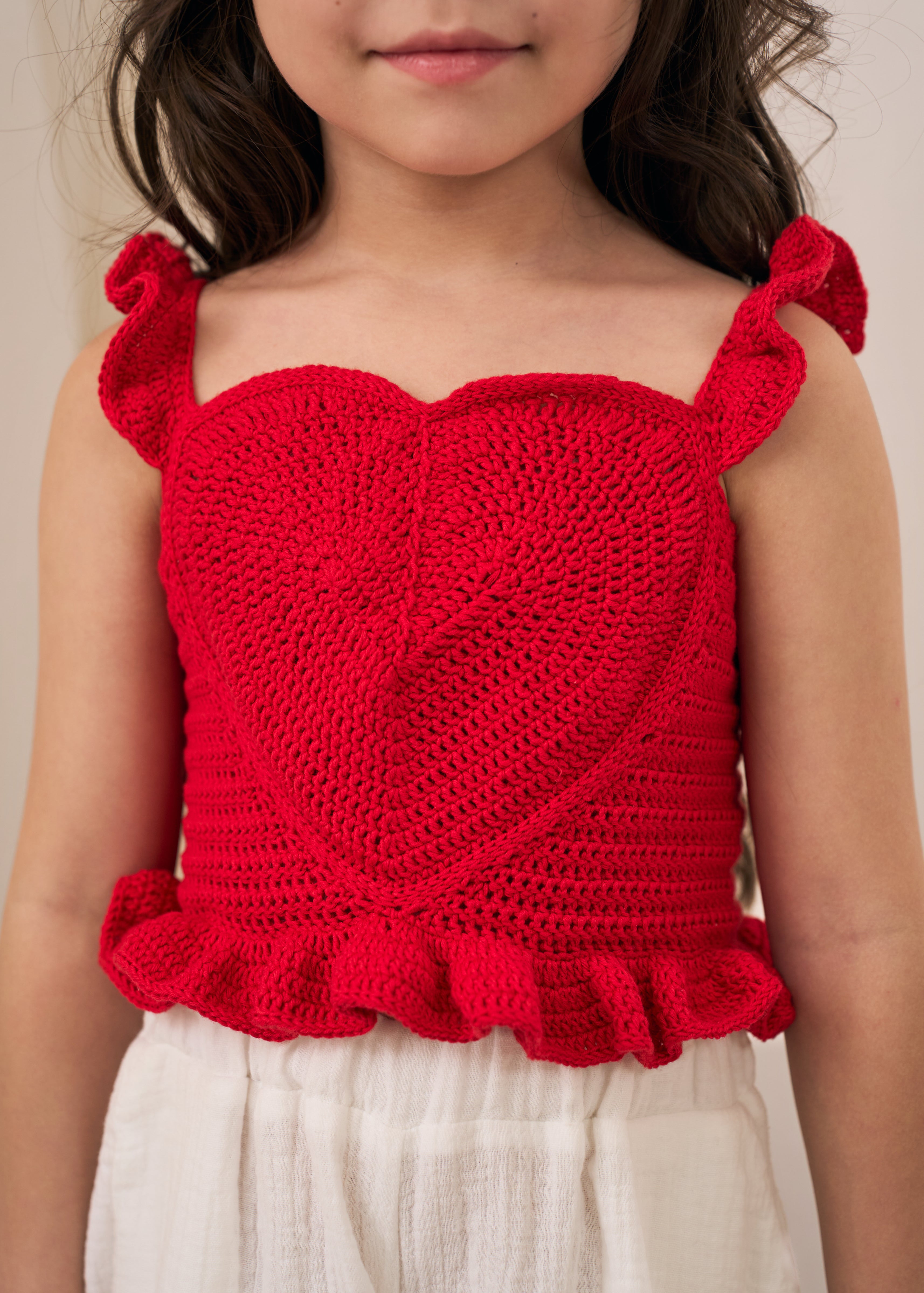 Heart Crochet Top | Red
