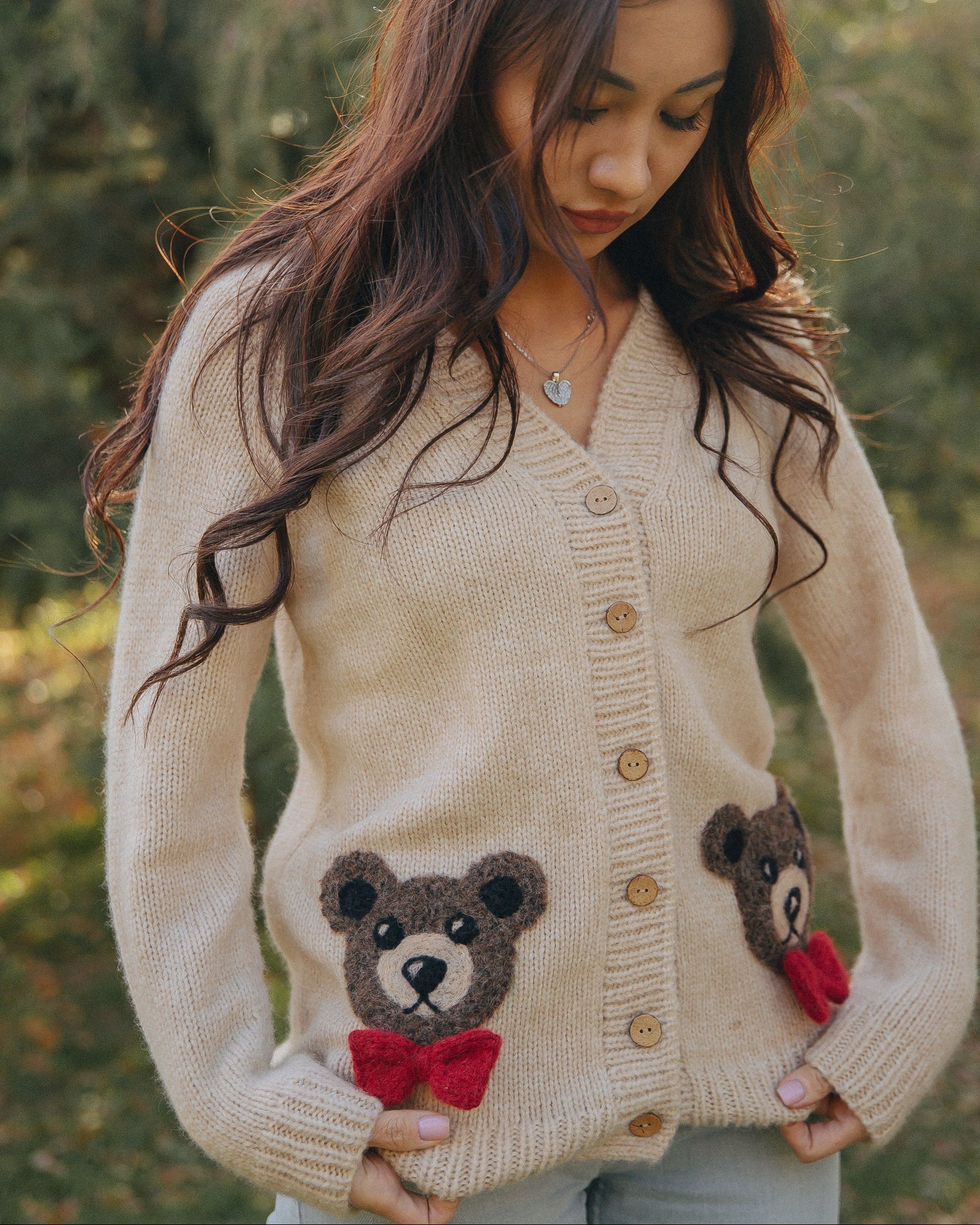 Adult Bear cardigan | Wheat