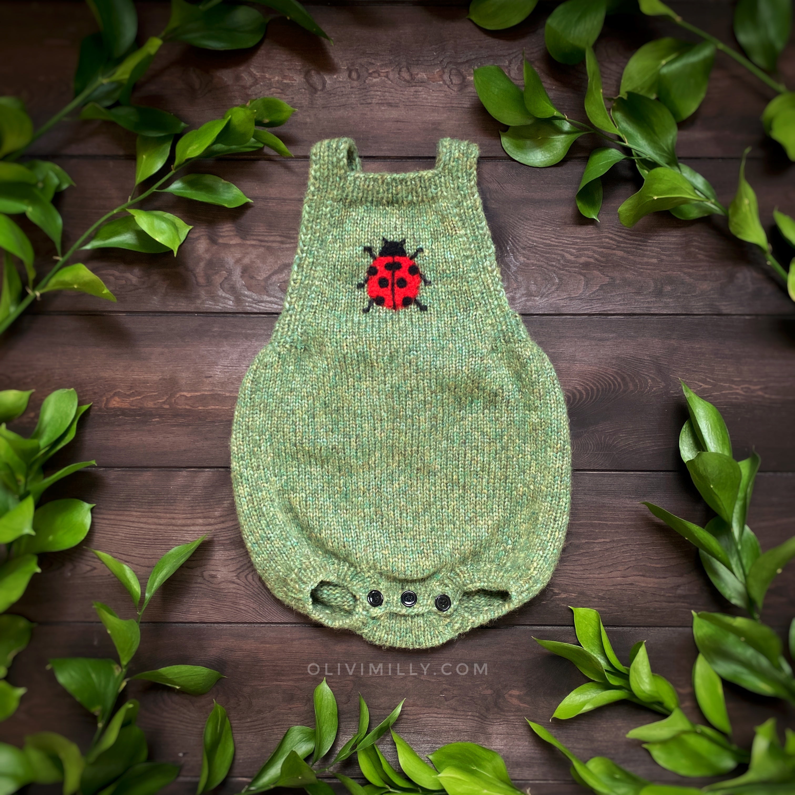 Ladybug romper | Moss Green