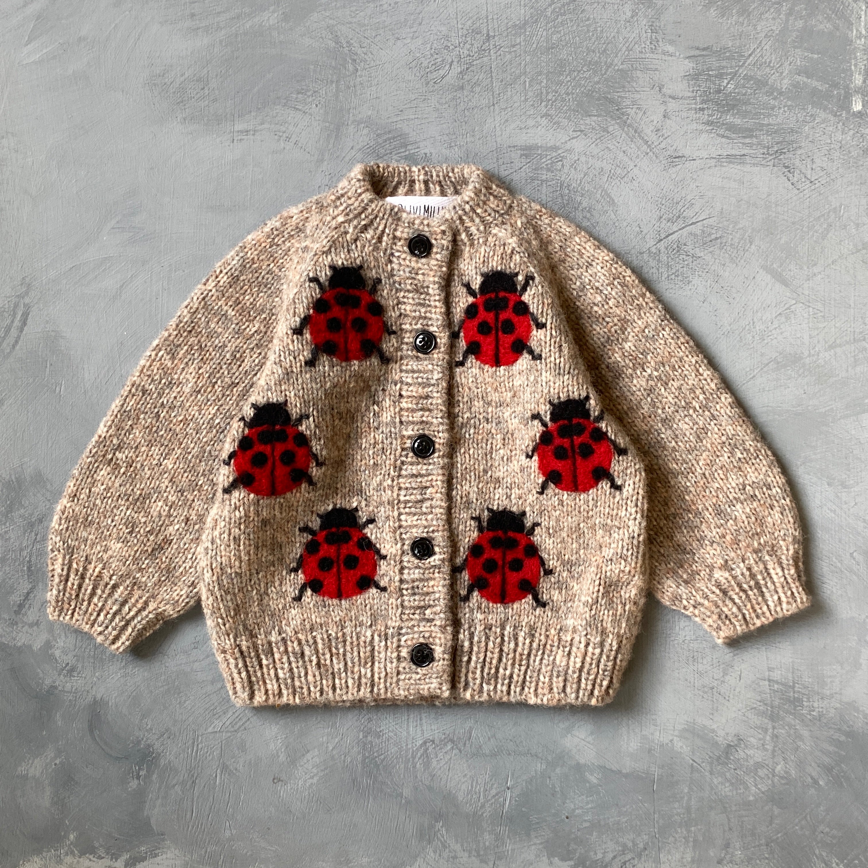 Ladybug cardigan | Beigebrown