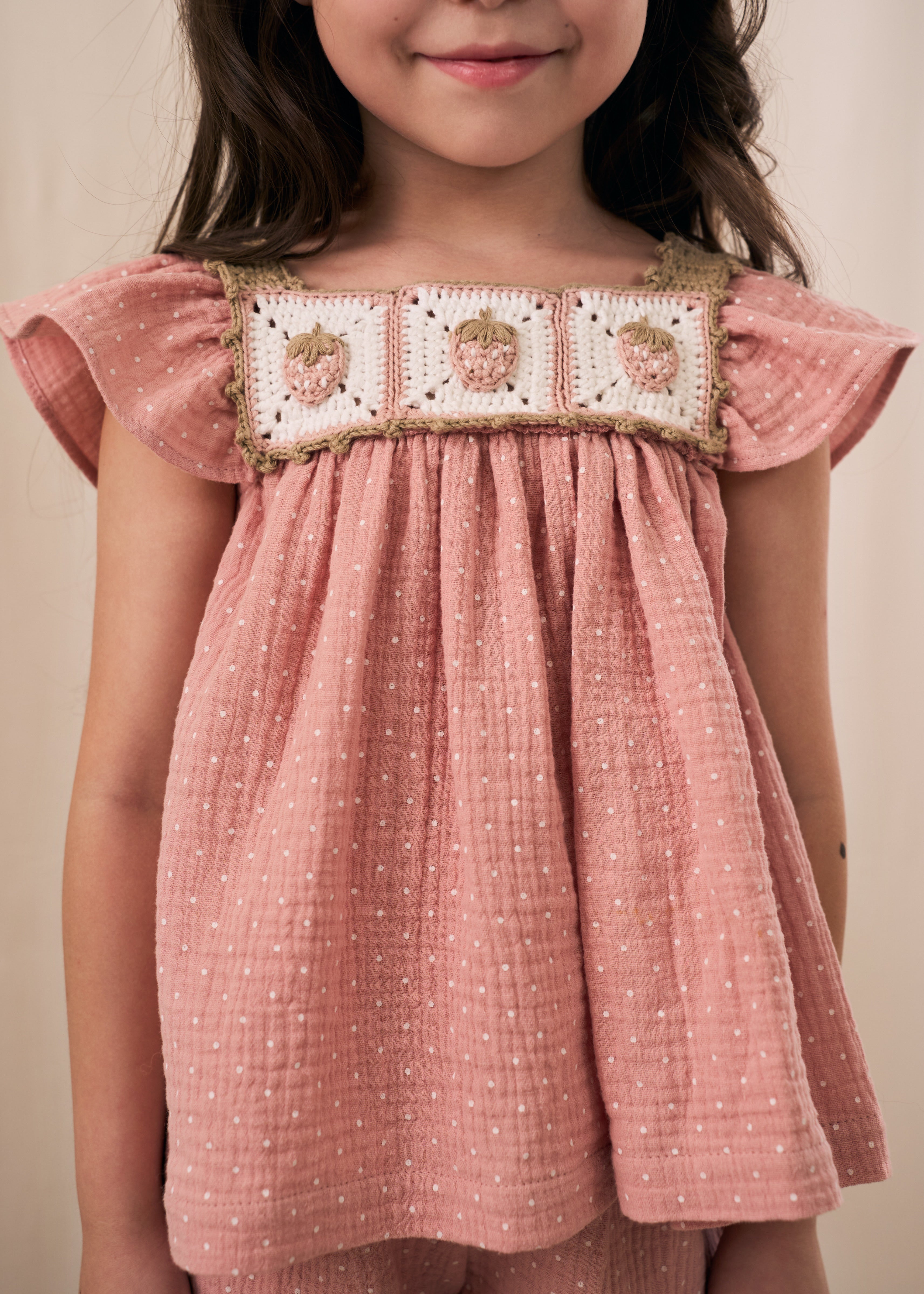 Strawberry Muslin Top | Powder Pink